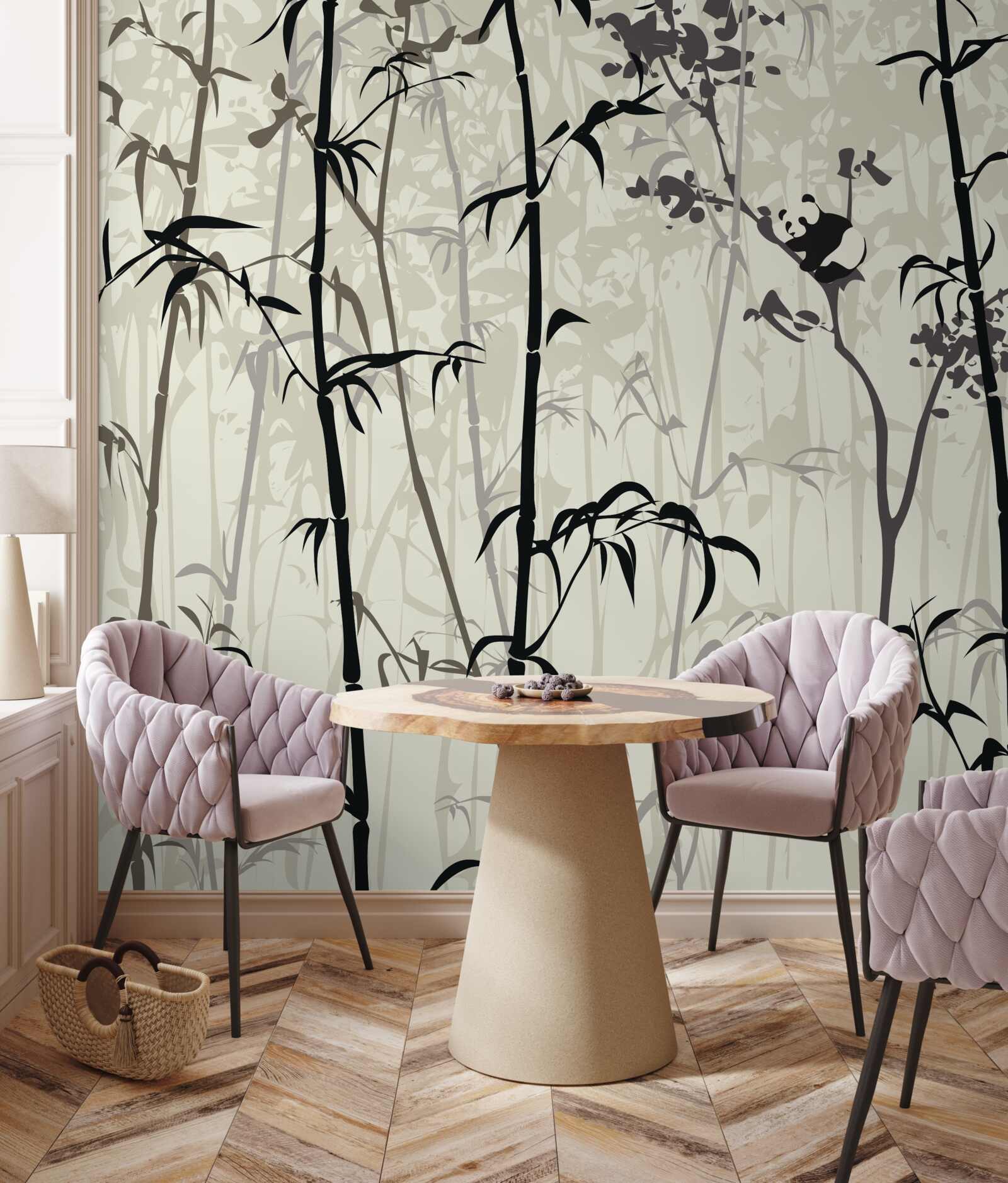 Papier peint Le bébé panda se cache dans les mauvaises herbes