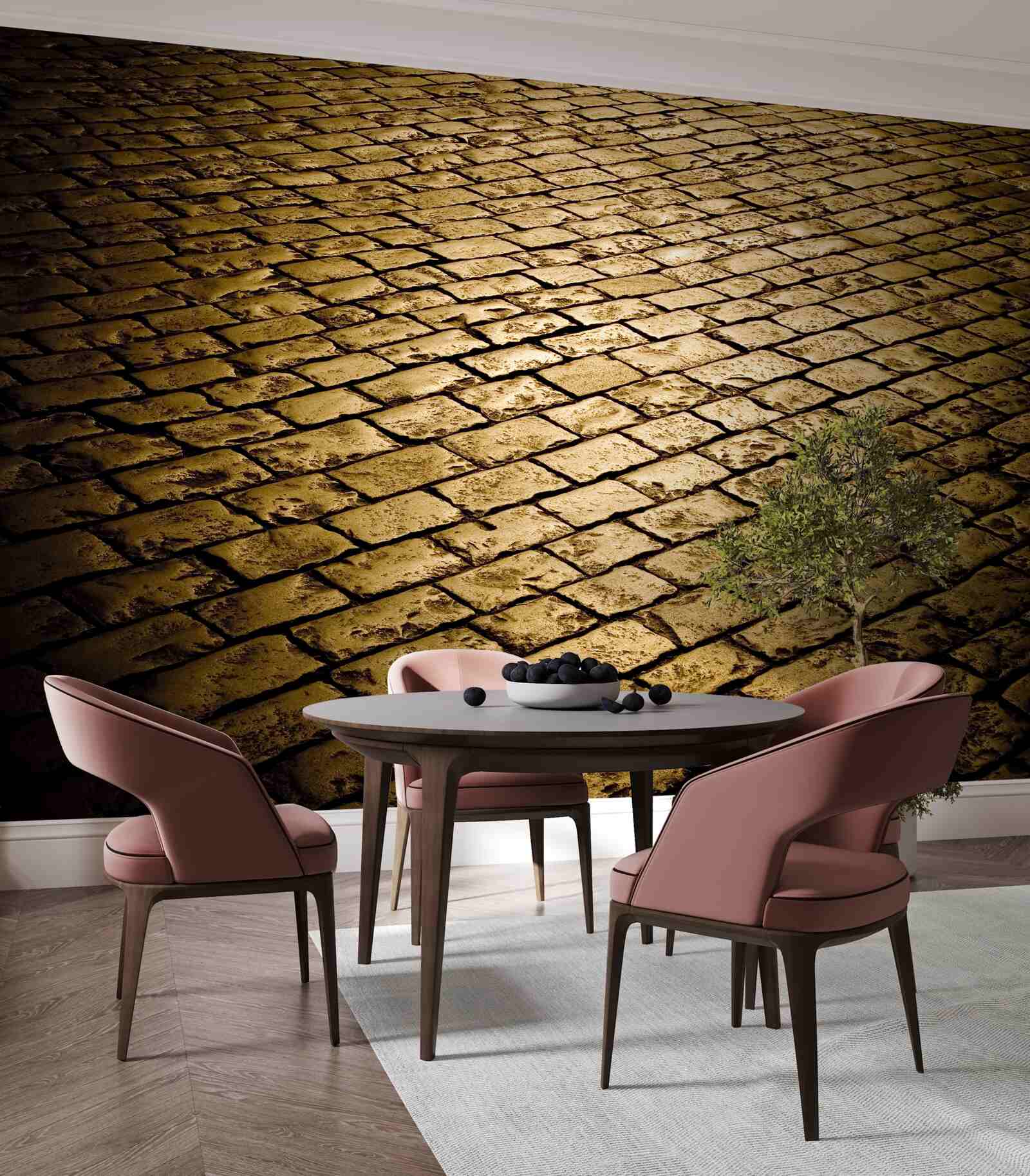 Papier peint pavés posés le soir