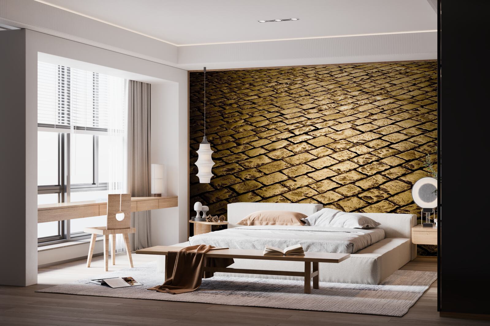 Papier peint pavés posés le soir