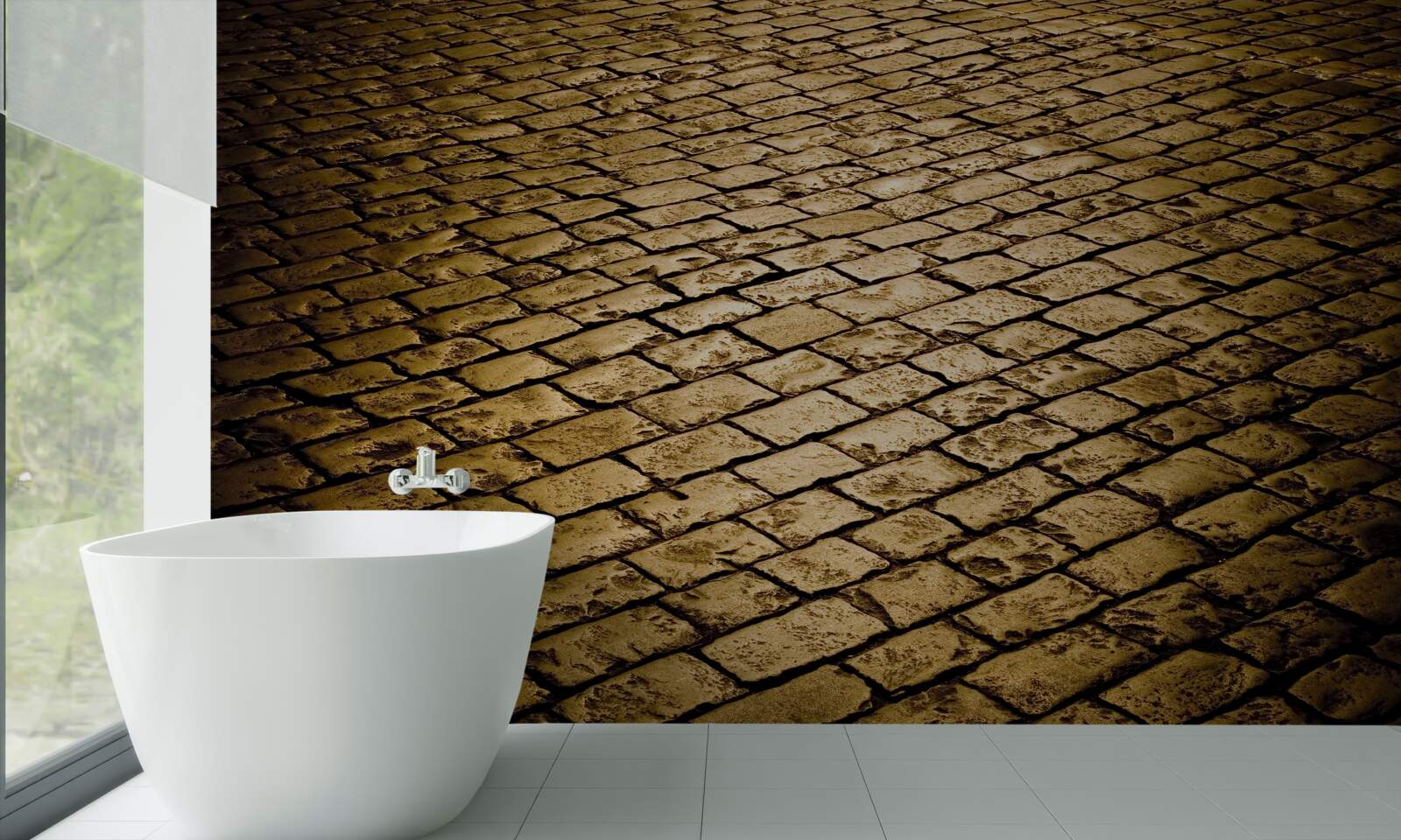 Papier peint pavés posés le soir