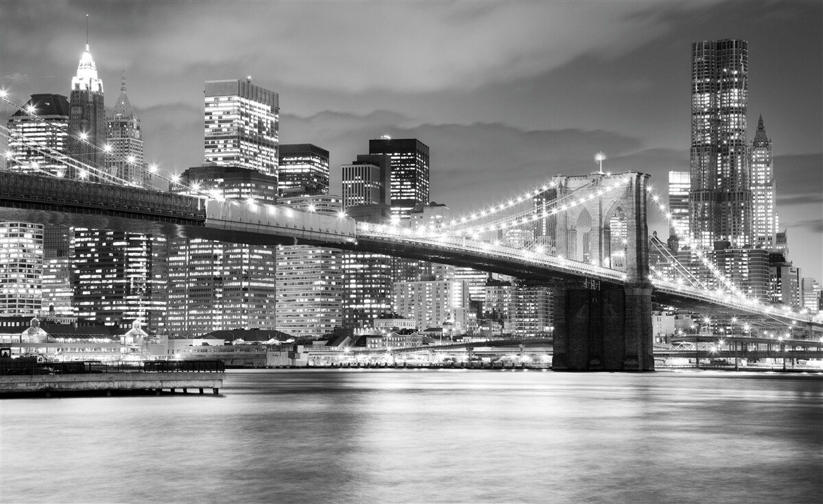 Papier peint new york en noir et blanc