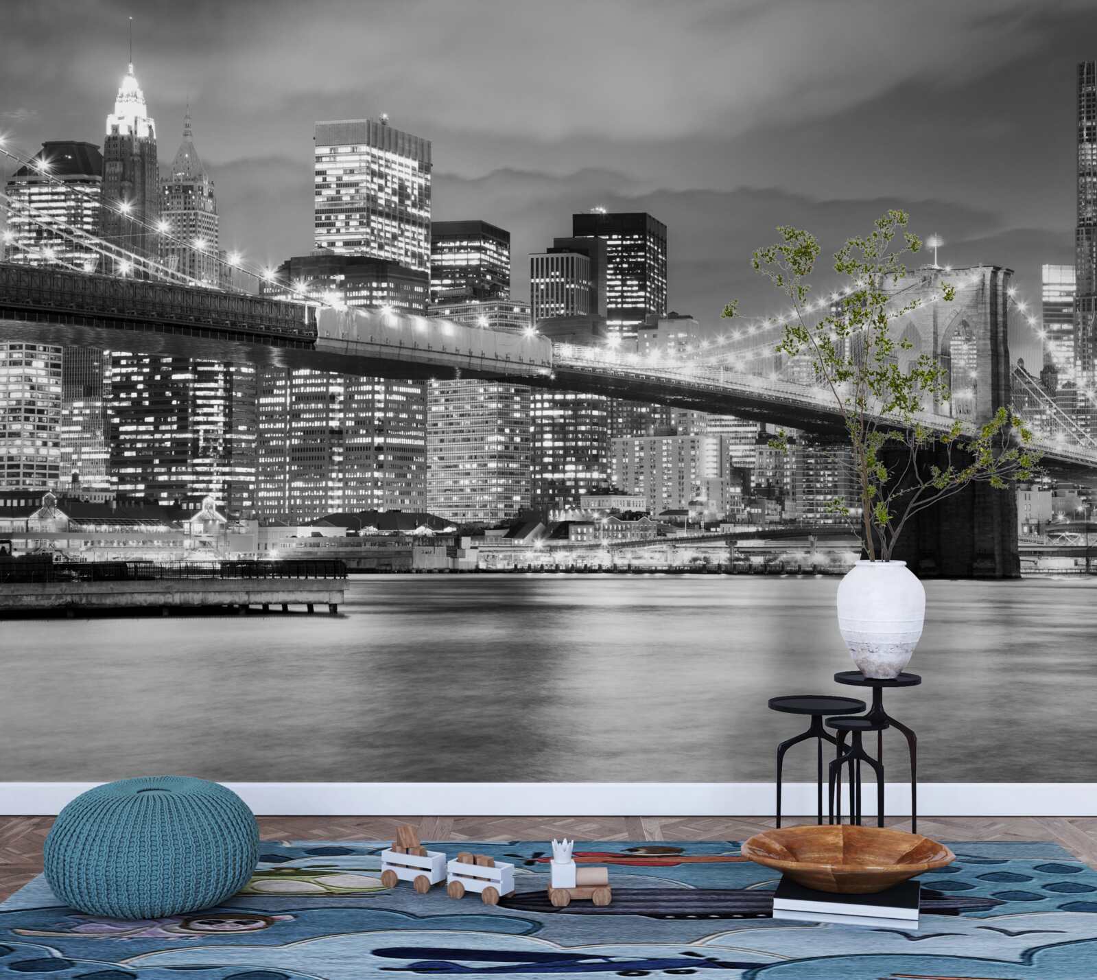 Papier peint new york en noir et blanc