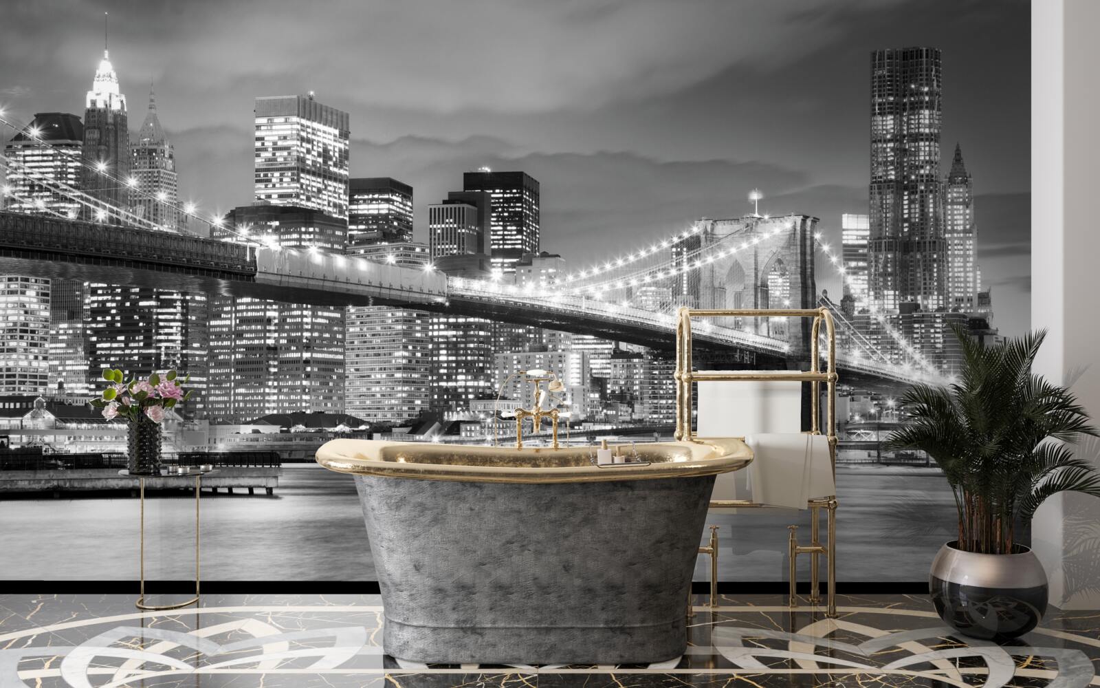 Papier peint new york en noir et blanc