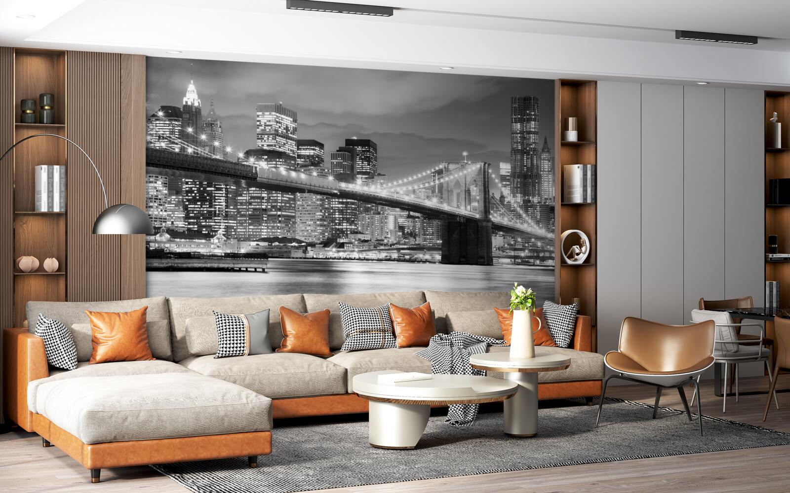 Papier peint new york en noir et blanc