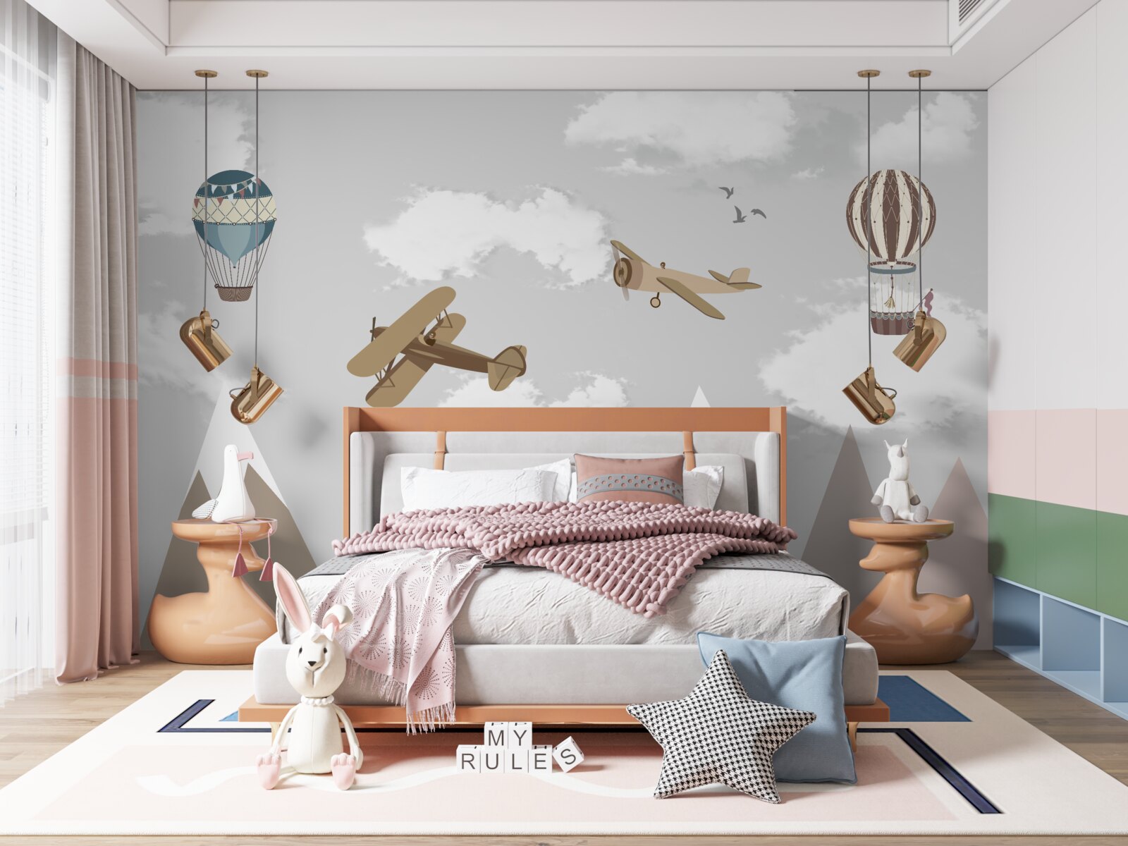 Papier peint appareils en vol au-dessus des sommets des montagnes