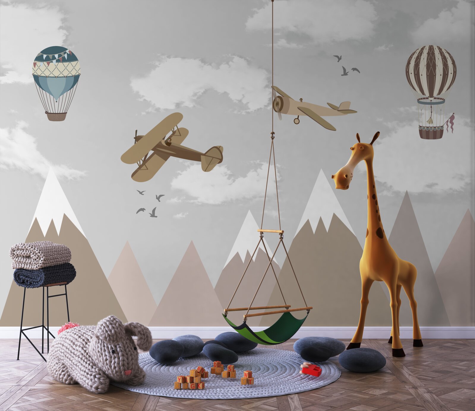 Papier peint appareils en vol au-dessus des sommets des montagnes