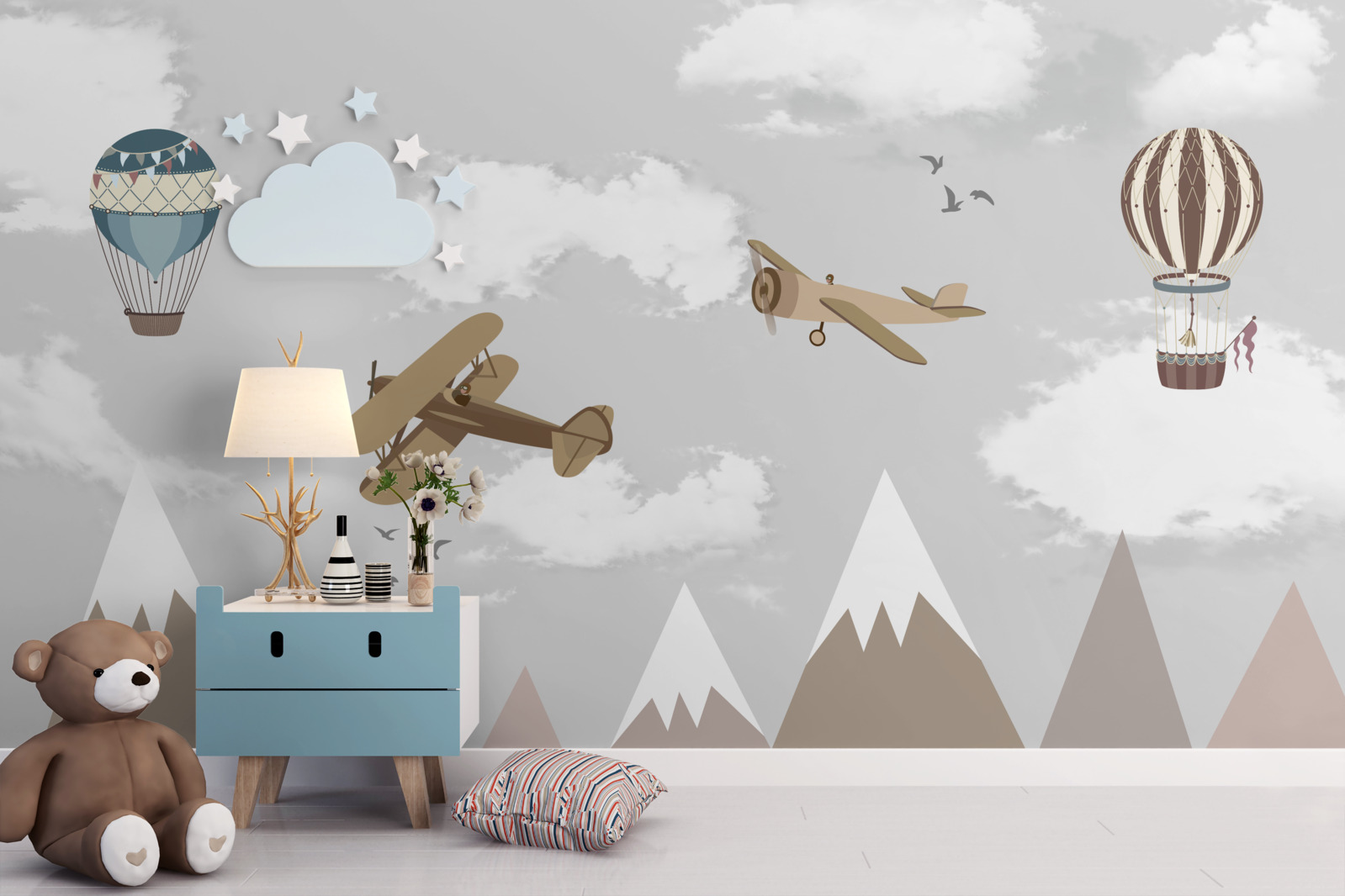 Papier peint appareils en vol au-dessus des sommets des montagnes