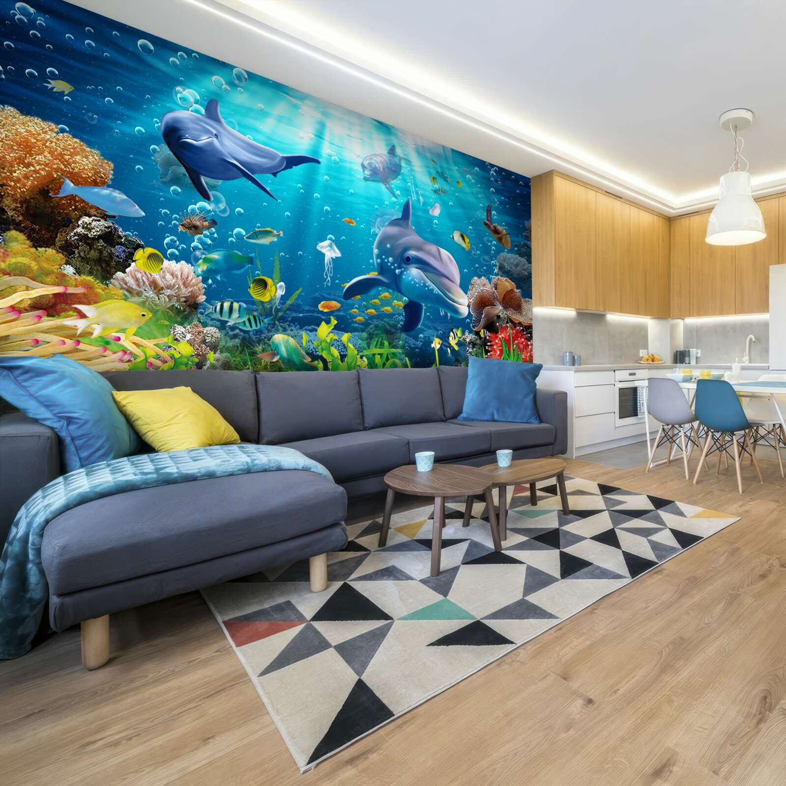 Papier peint les dauphins vivent au fond de la mer