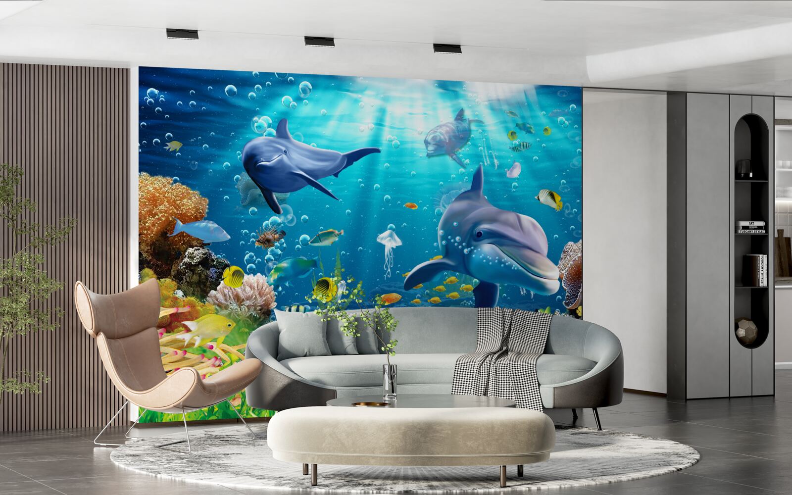Papier peint les dauphins vivent au fond de la mer
