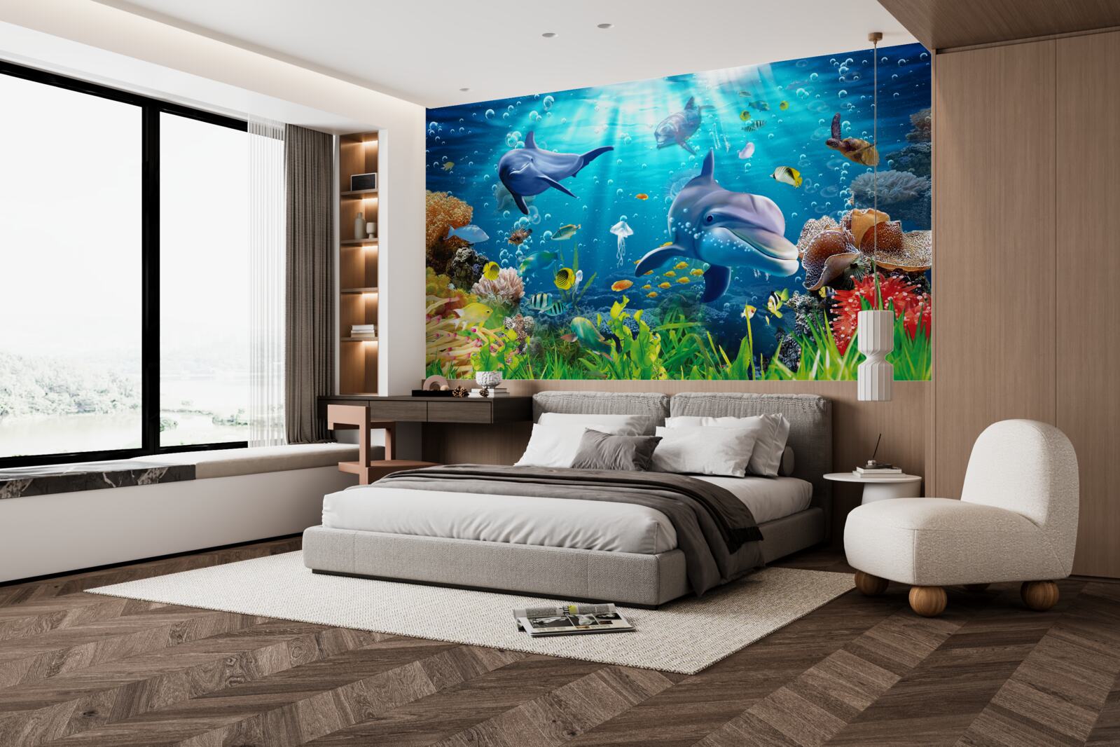 Papier peint les dauphins vivent au fond de la mer