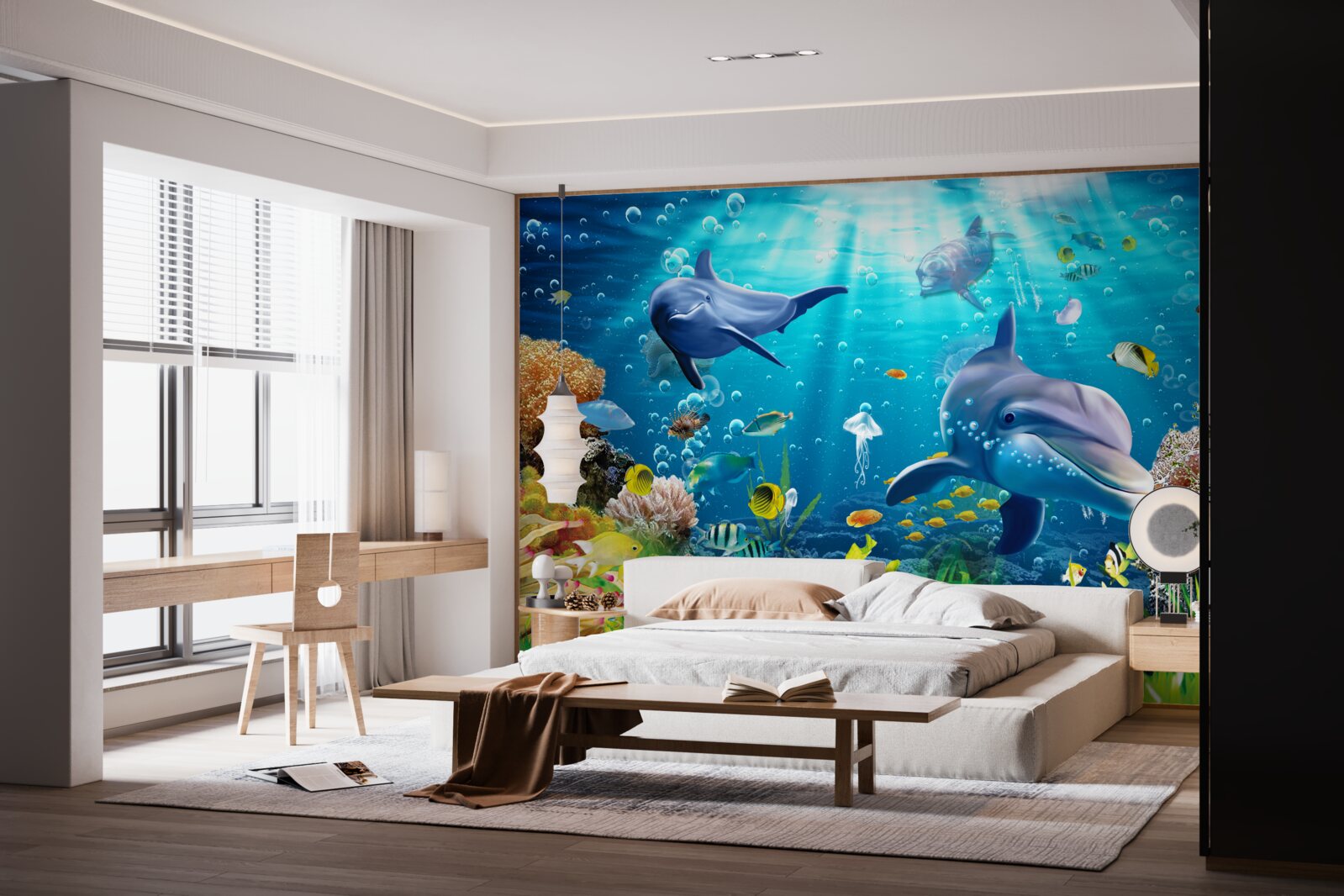 Papier peint les dauphins vivent au fond de la mer