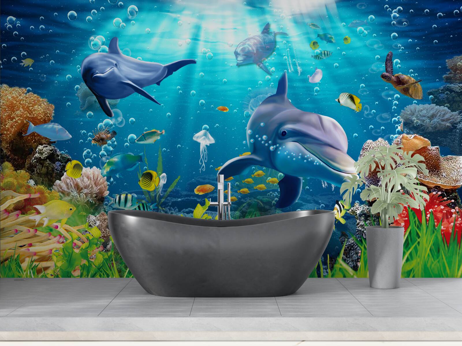 Papier peint les dauphins vivent au fond de la mer