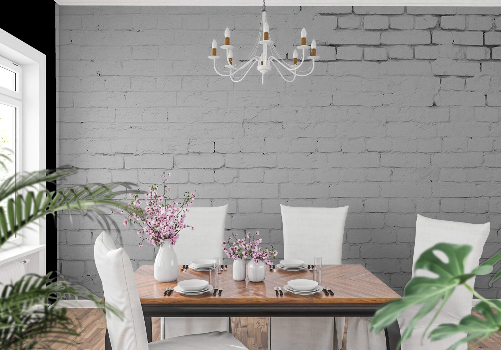 Papier peint structure de revêtement en briques de pierre blanche