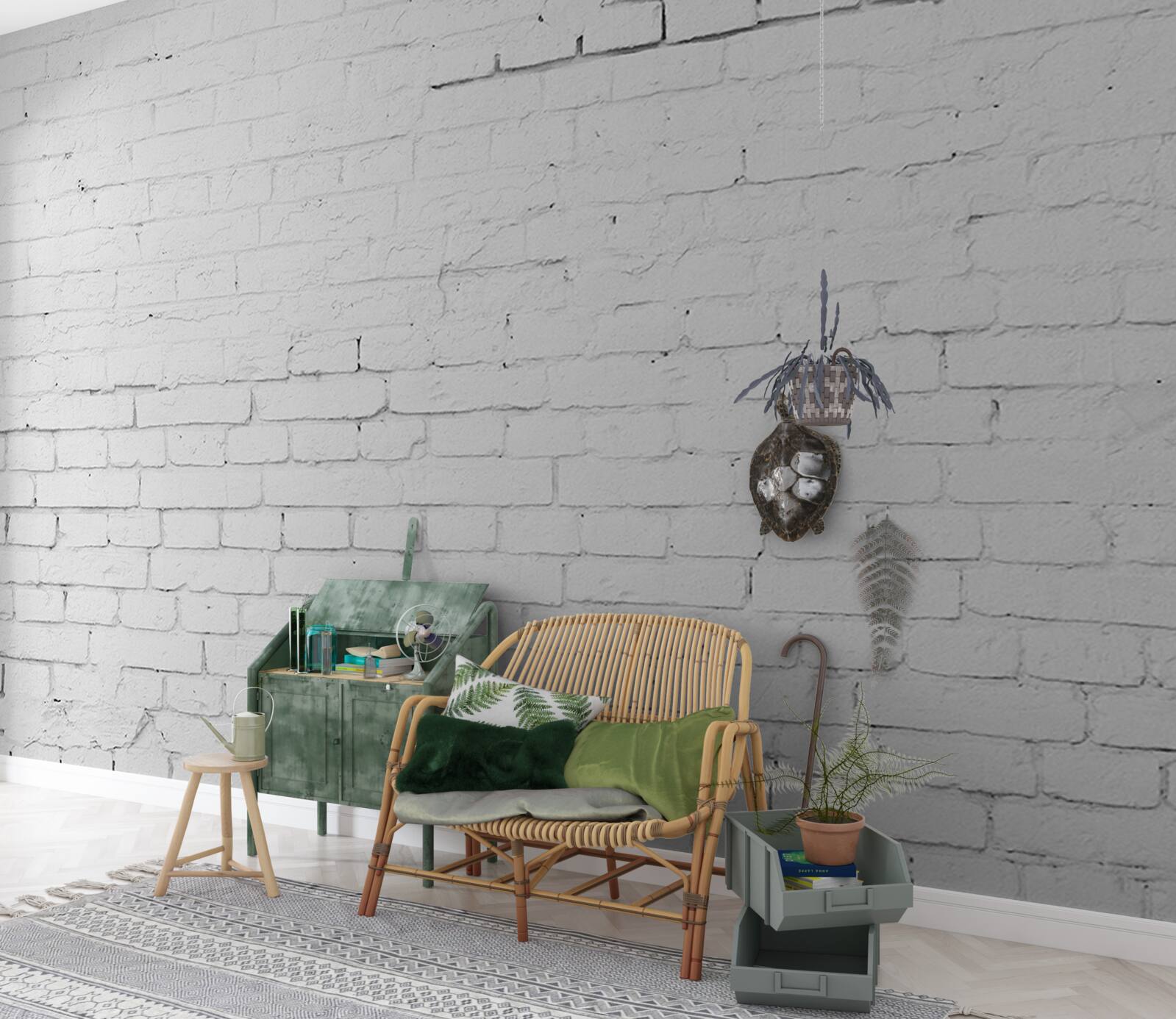 Papier peint structure de revêtement en briques de pierre blanche