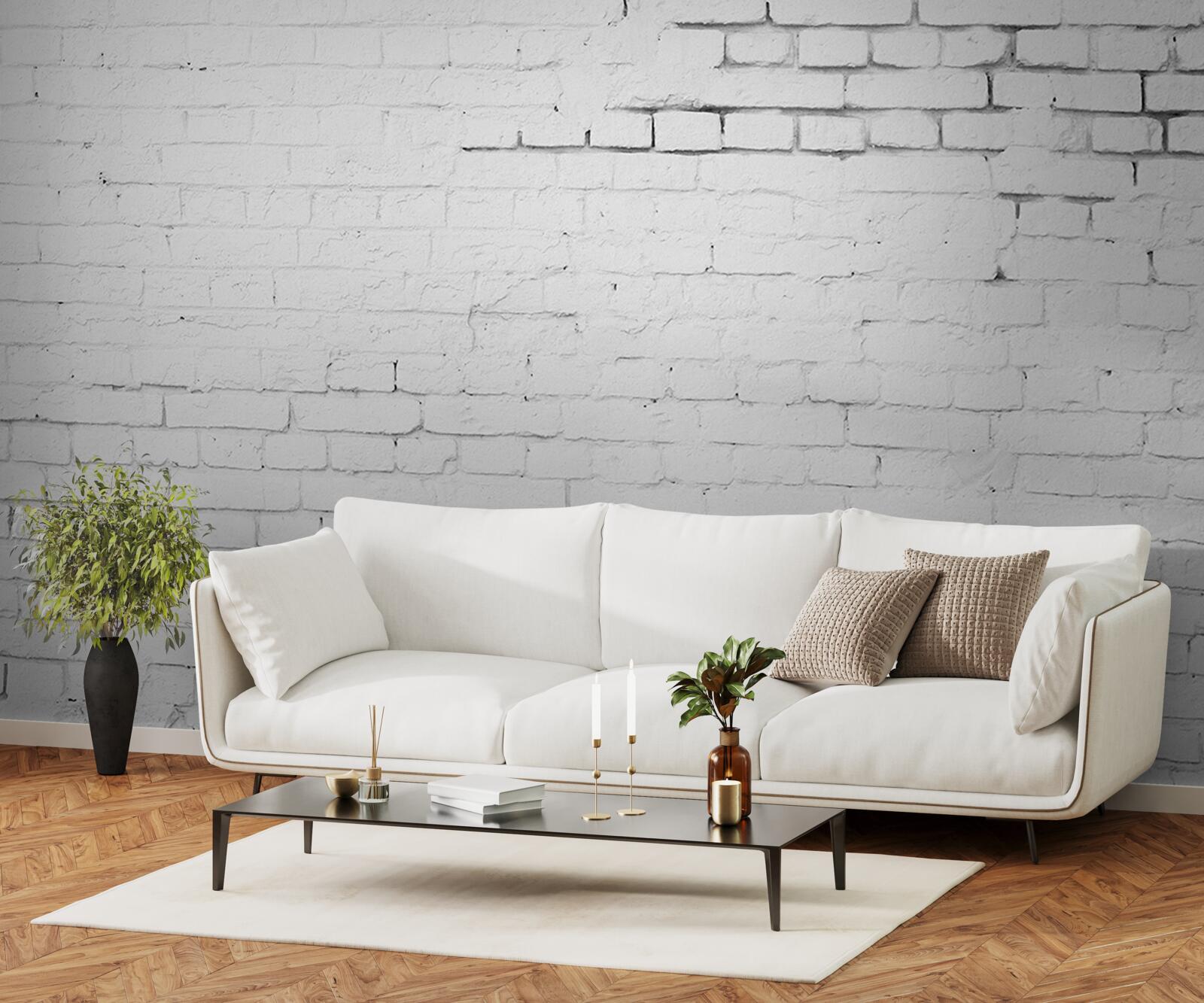 Papier peint structure de revêtement en briques de pierre blanche