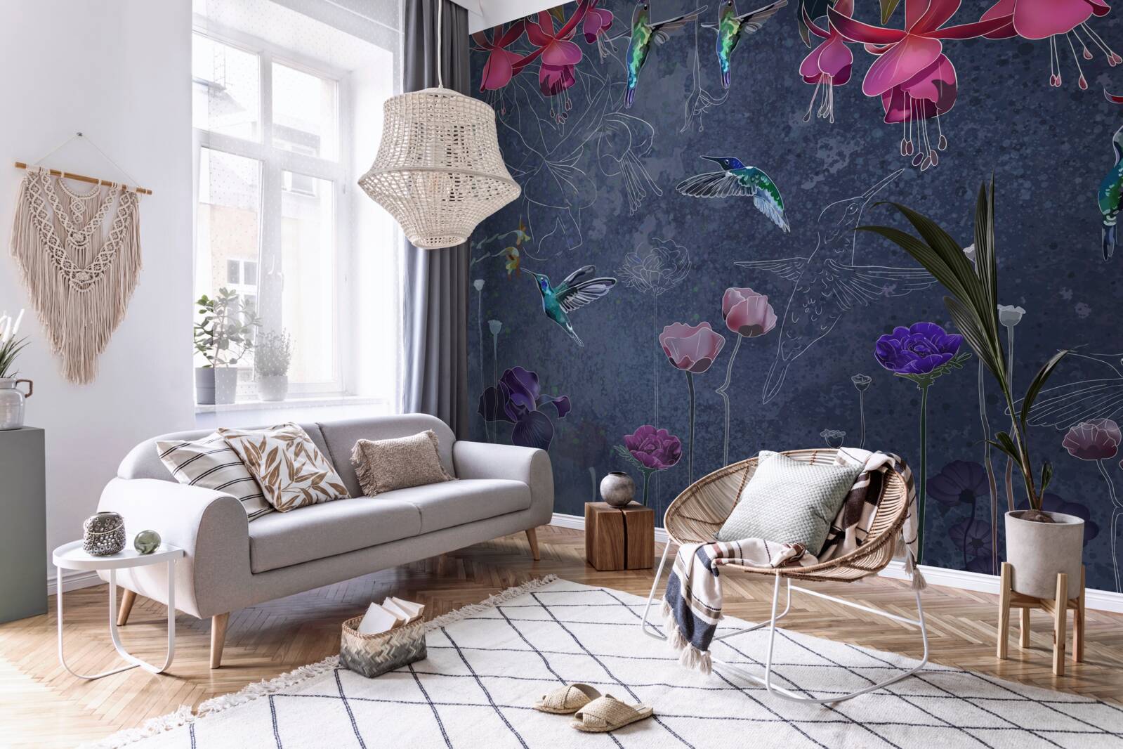 Papier peint le nectar des fleurs est une boisson pour les colibris