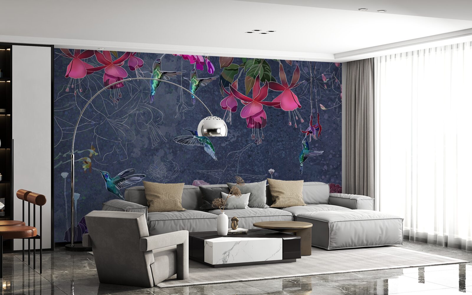 Papier peint le nectar des fleurs est une boisson pour les colibris