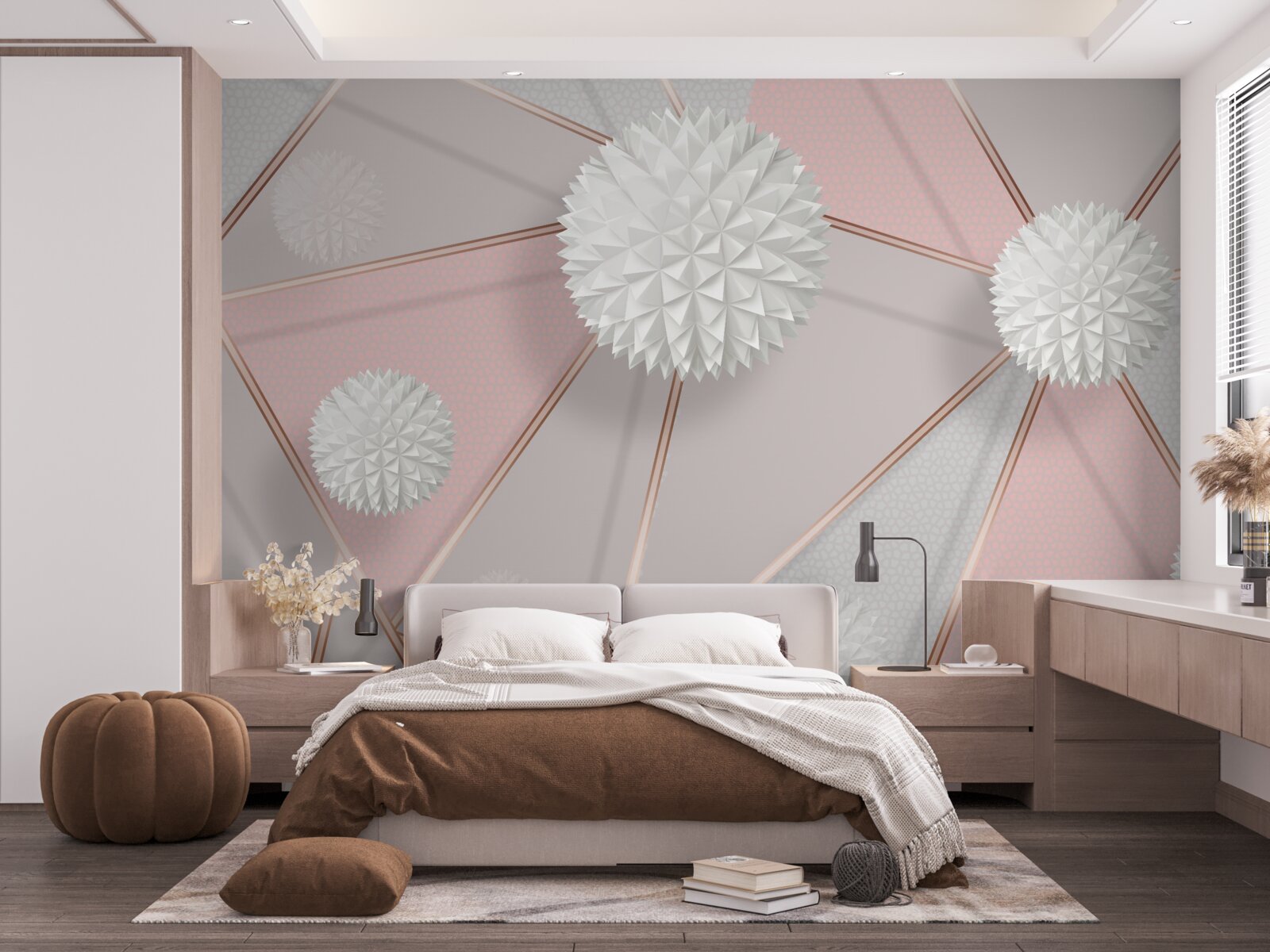 Papier peint boules blanches s'élevant sur un fond parfumé