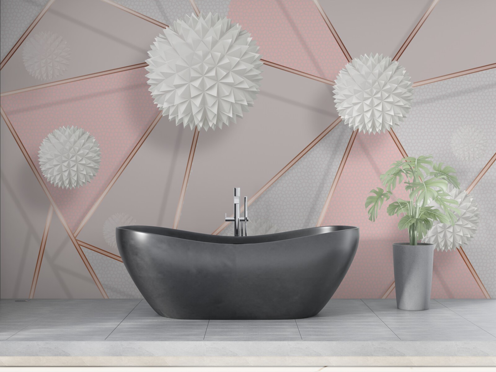 Papier peint boules blanches s'élevant sur un fond parfumé