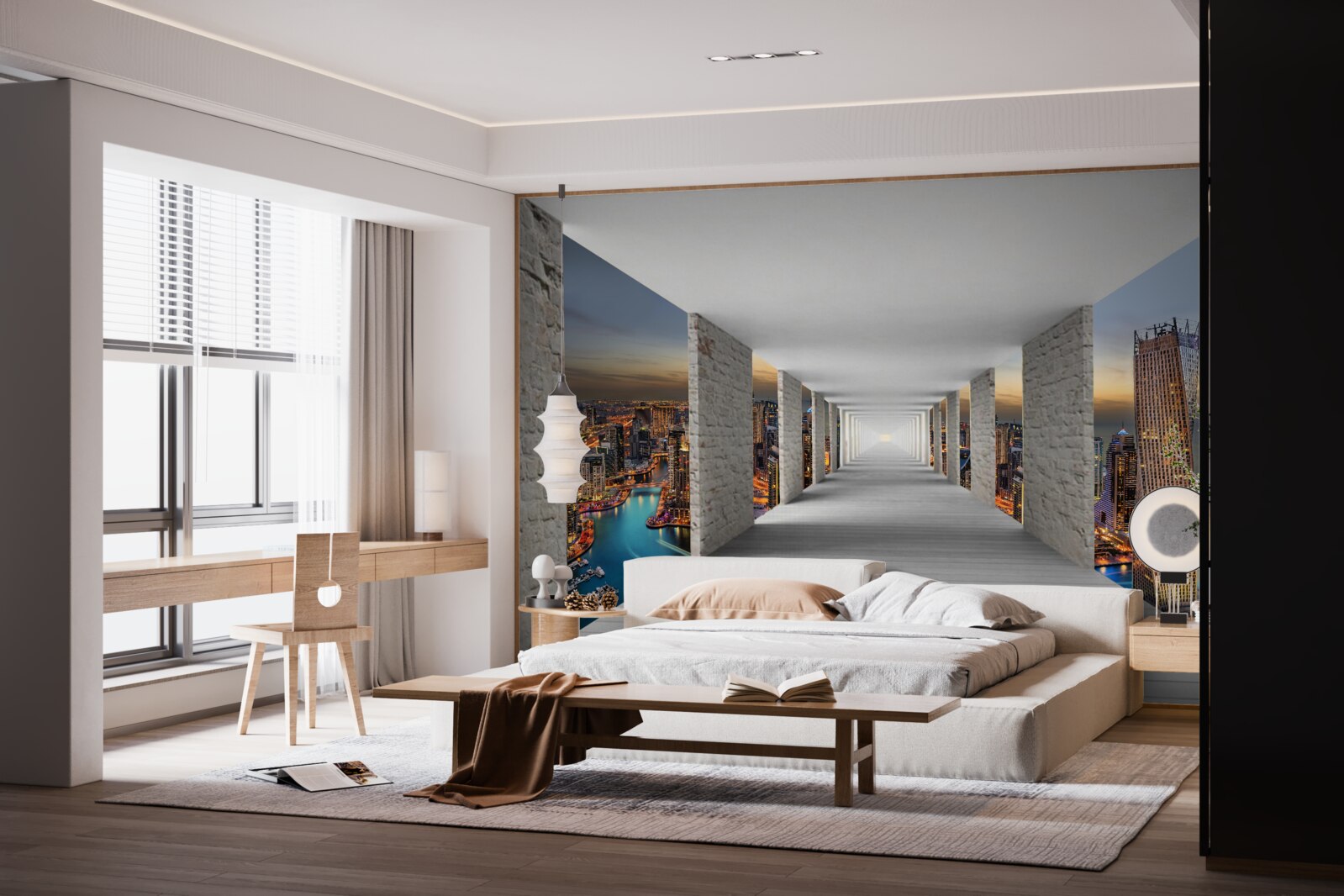 Papier peint Galerie 3d sur les bâtiments de la ville