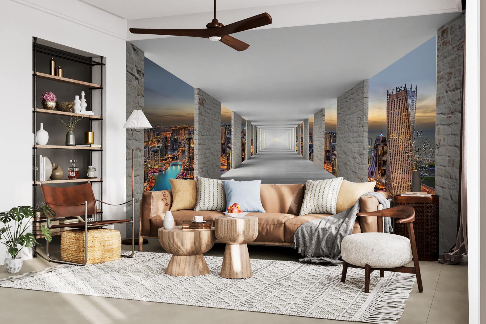 Papier peint Galerie 3d sur les bâtiments de la ville