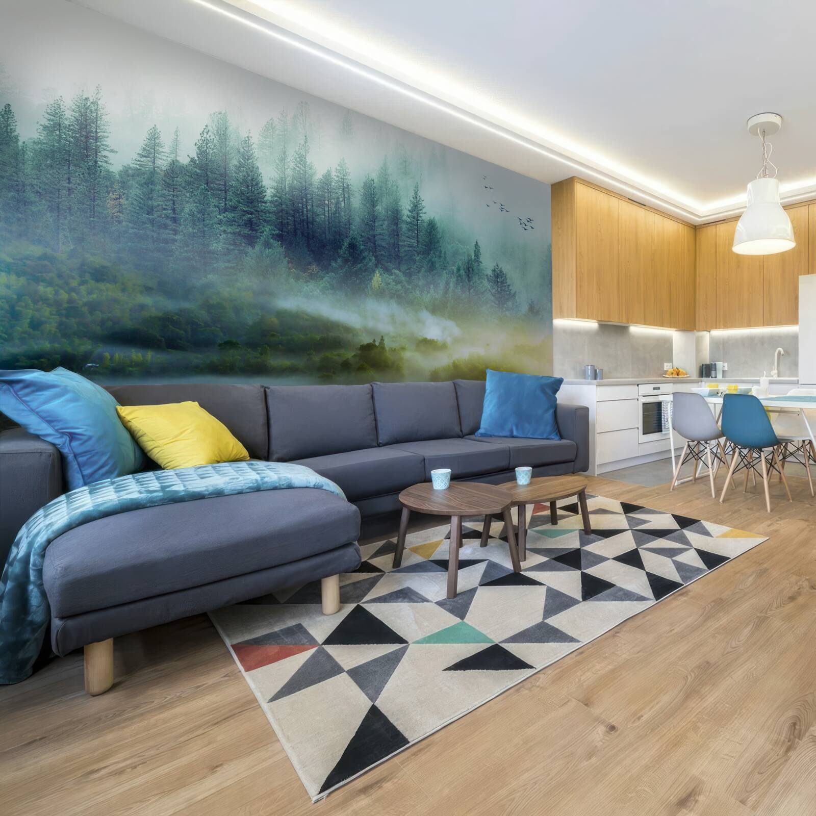 Papier peint silence envoûtant dans les bois brumeux