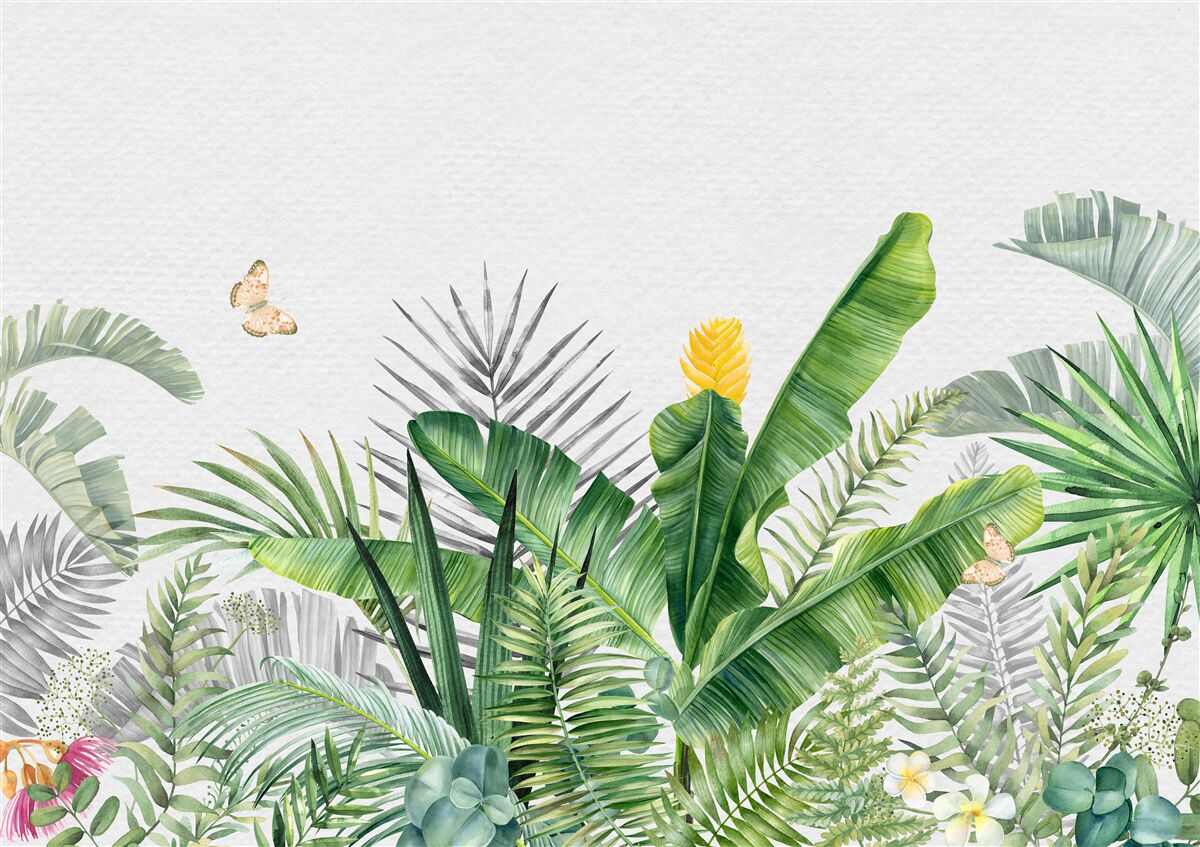 Papier peint flore tropicale sur fond clair