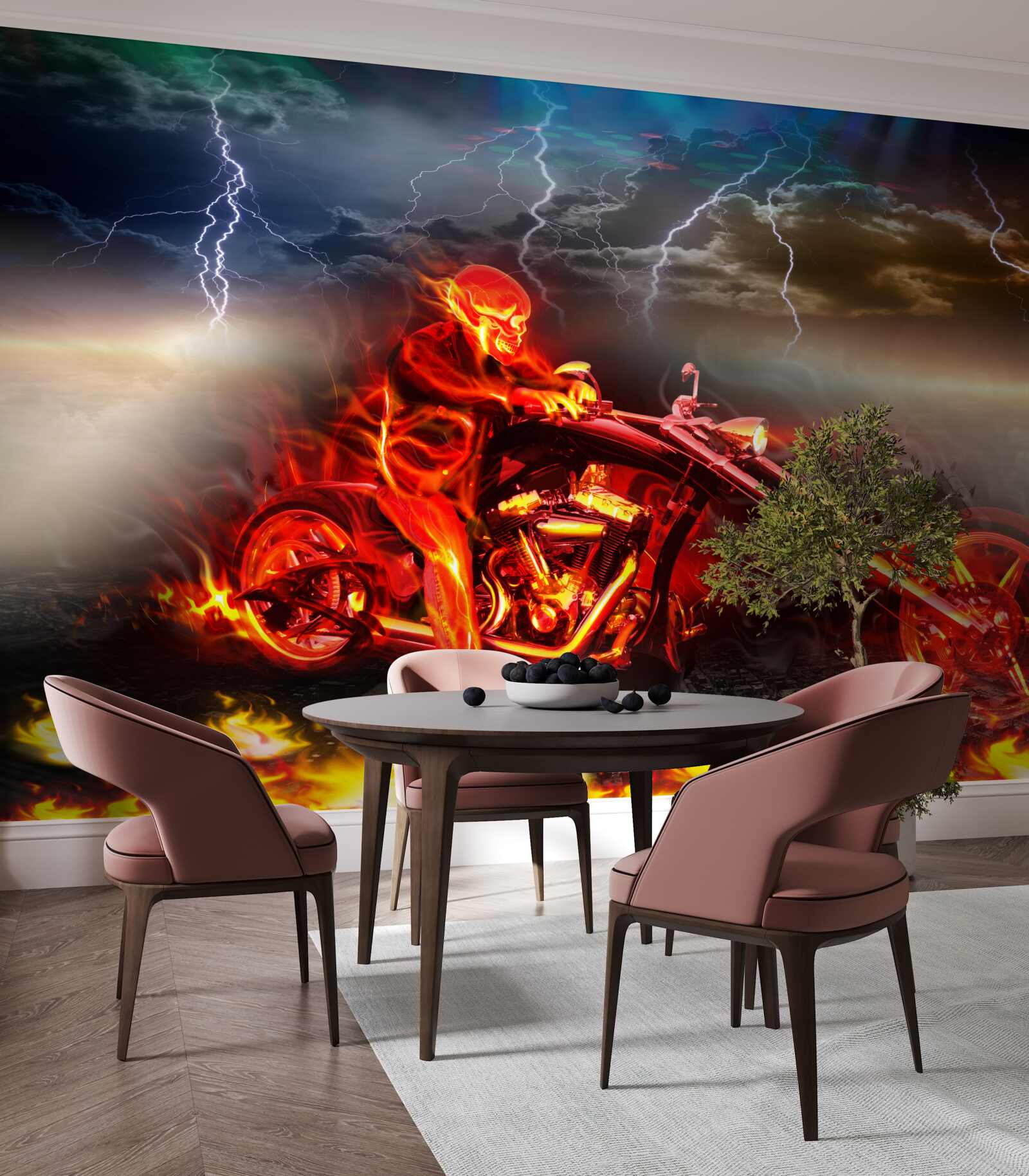 Papier peint cycliste en flammes