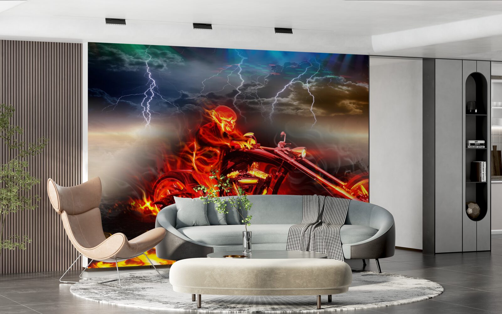 Papier peint cycliste en flammes