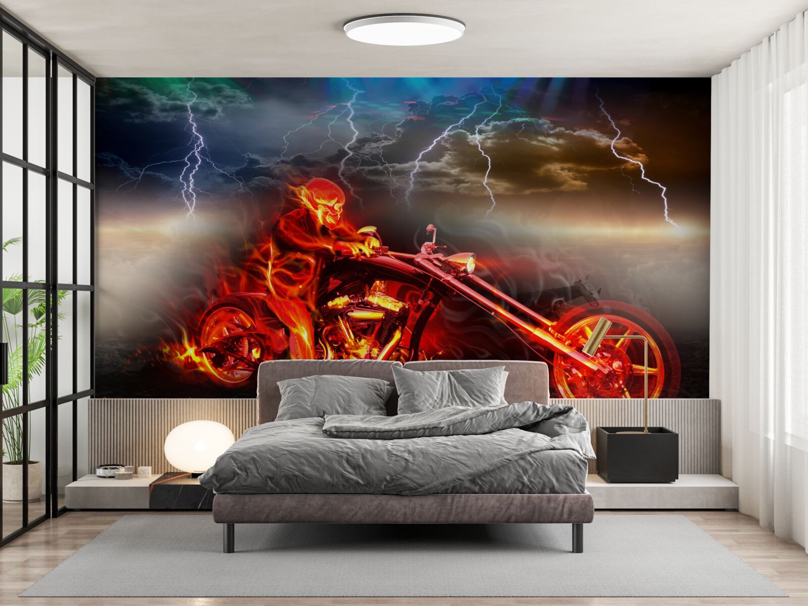 Papier peint cycliste en flammes