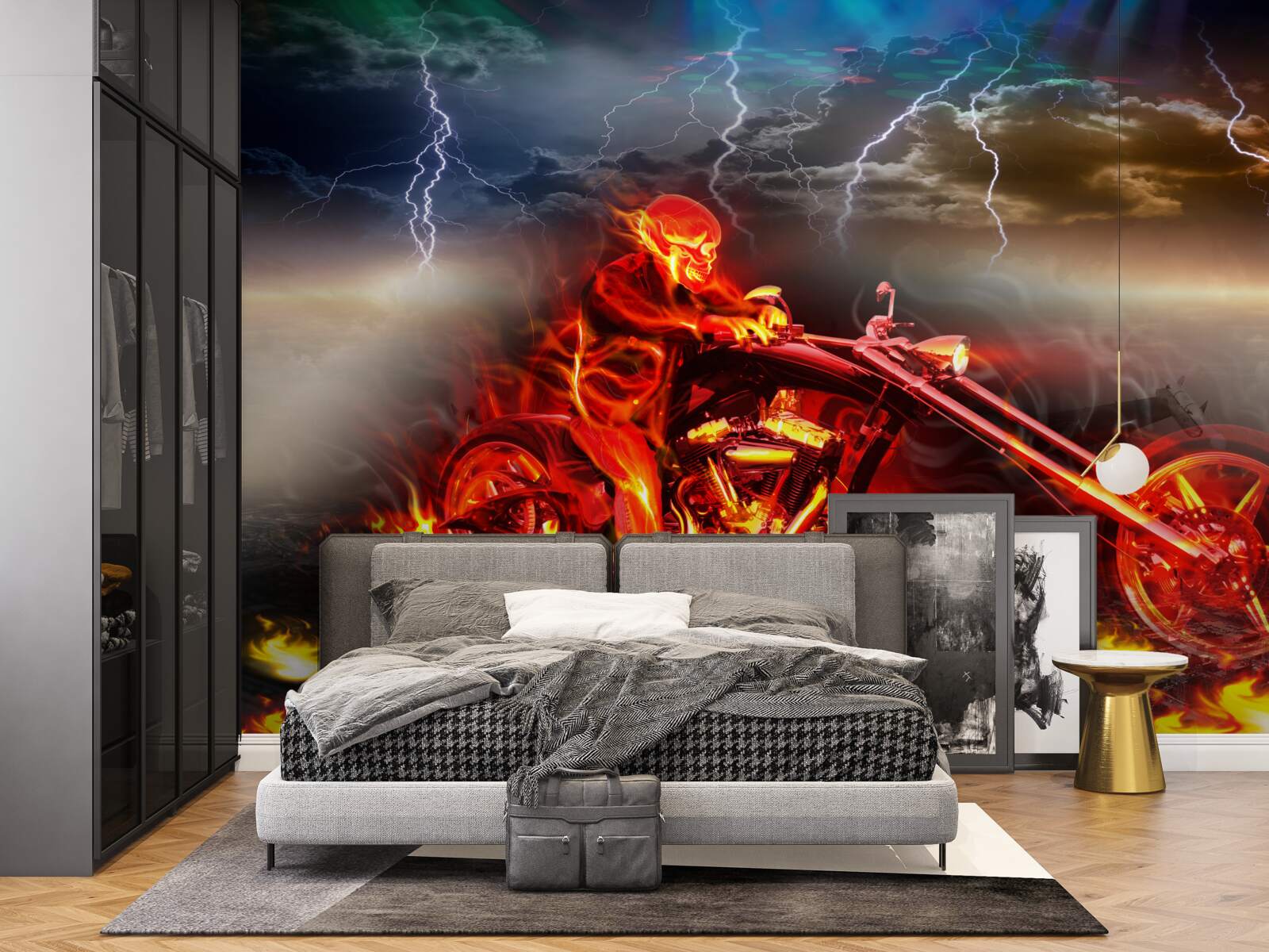 Papier peint cycliste en flammes