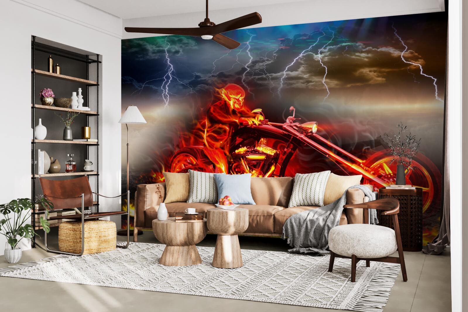 Papier peint cycliste en flammes