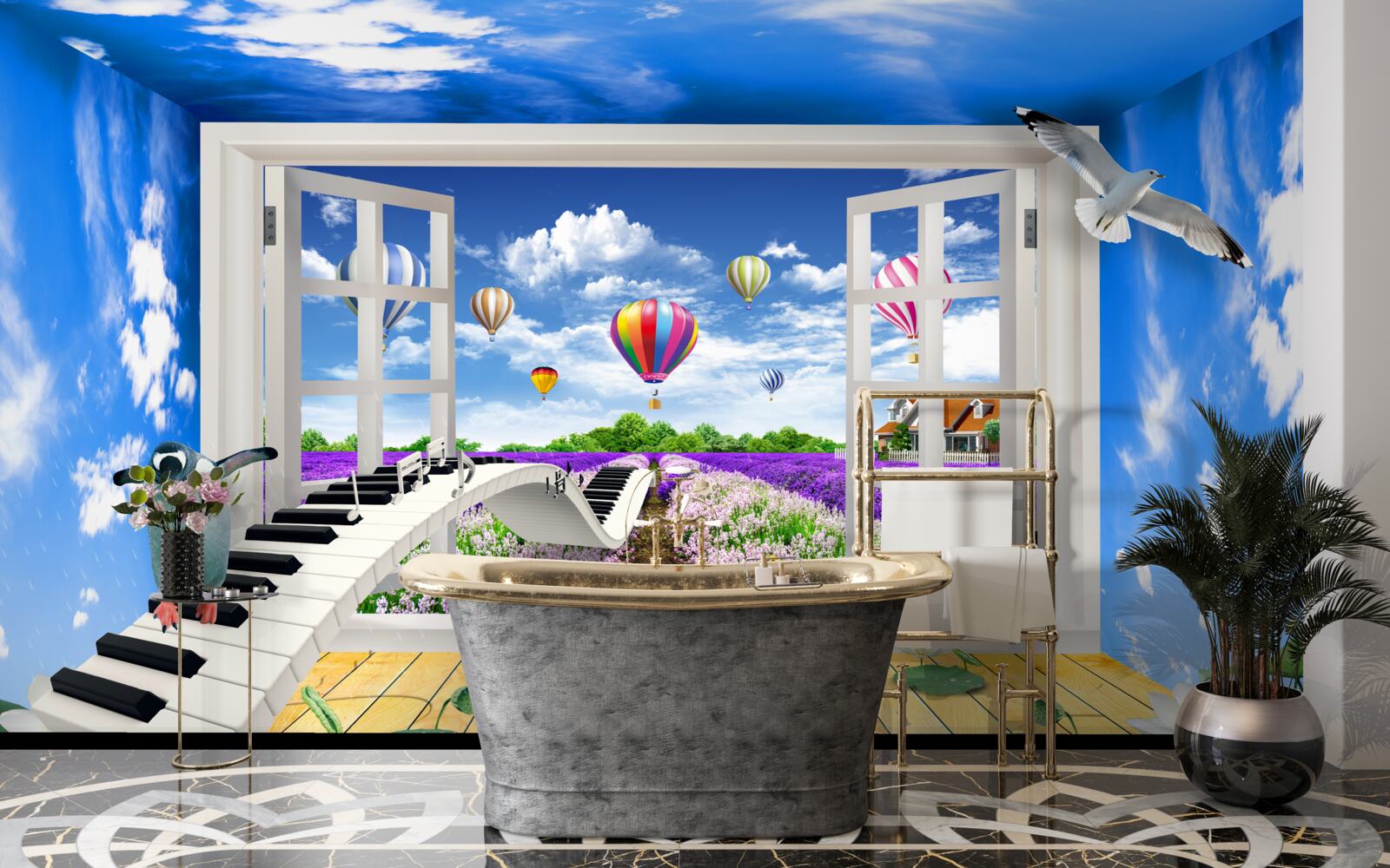 Papier peint fenêtre magique de la mélodie