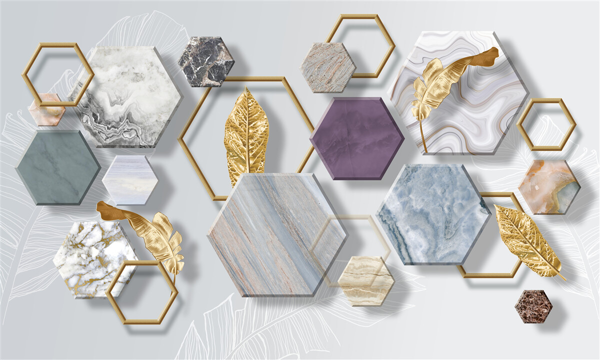 Papier peint pentagones avec différents contenus