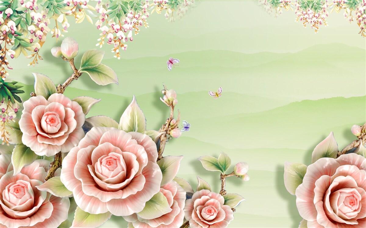 Papier peint magnifiques roses en porcelaine