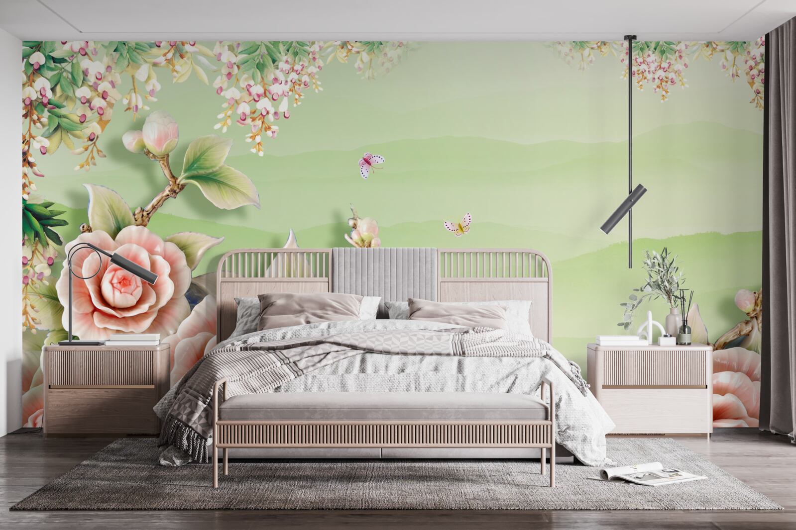 Papier peint magnifiques roses en porcelaine