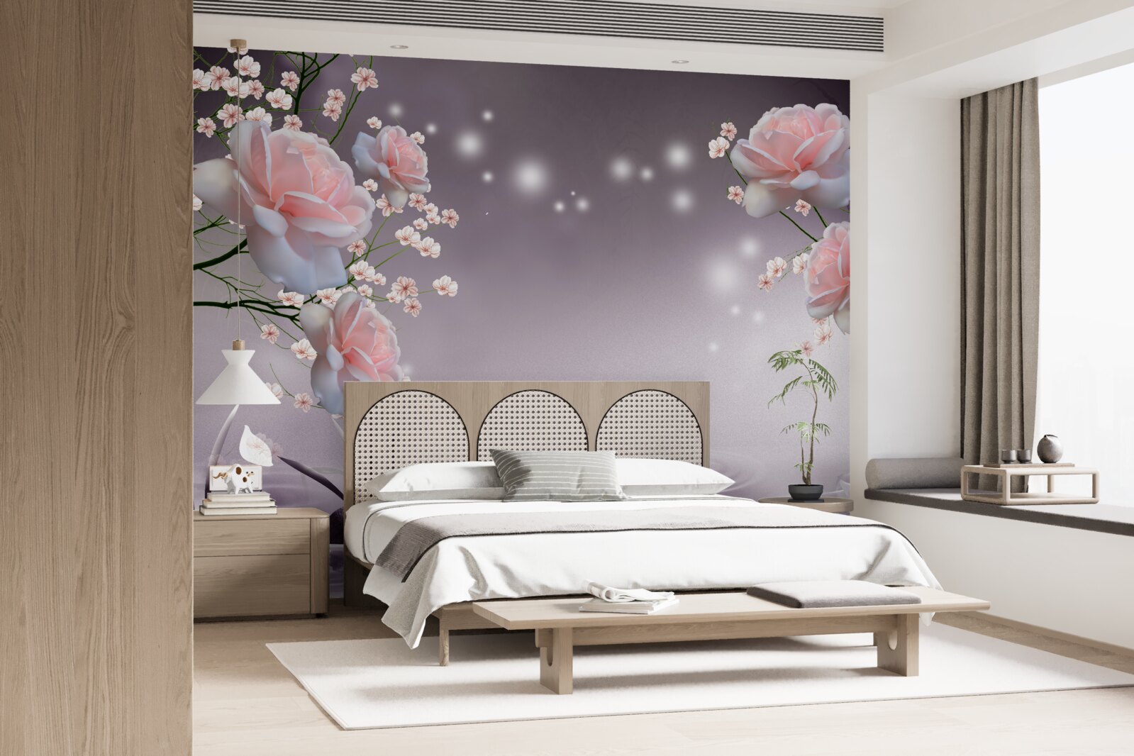 Papier peint fleurs s'ouvrant au-dessus de la surface de l'eau