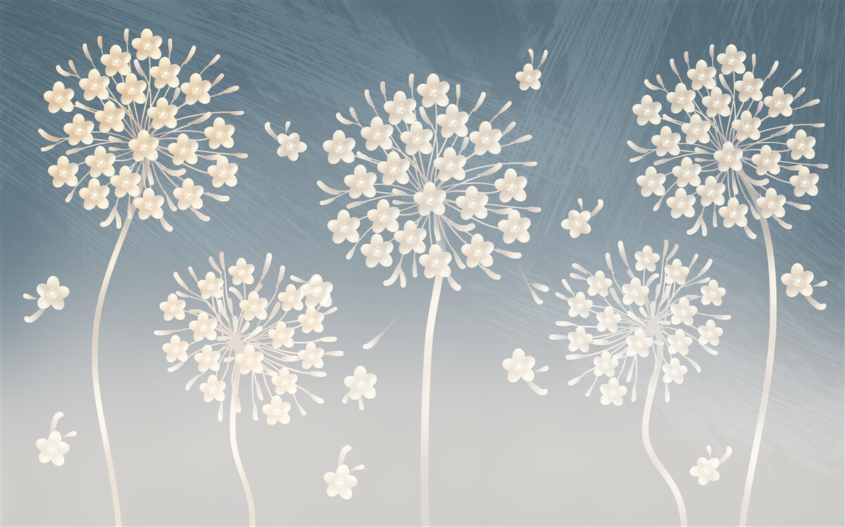 Papier peint Fleurs blanches sur fond de ciel bleu