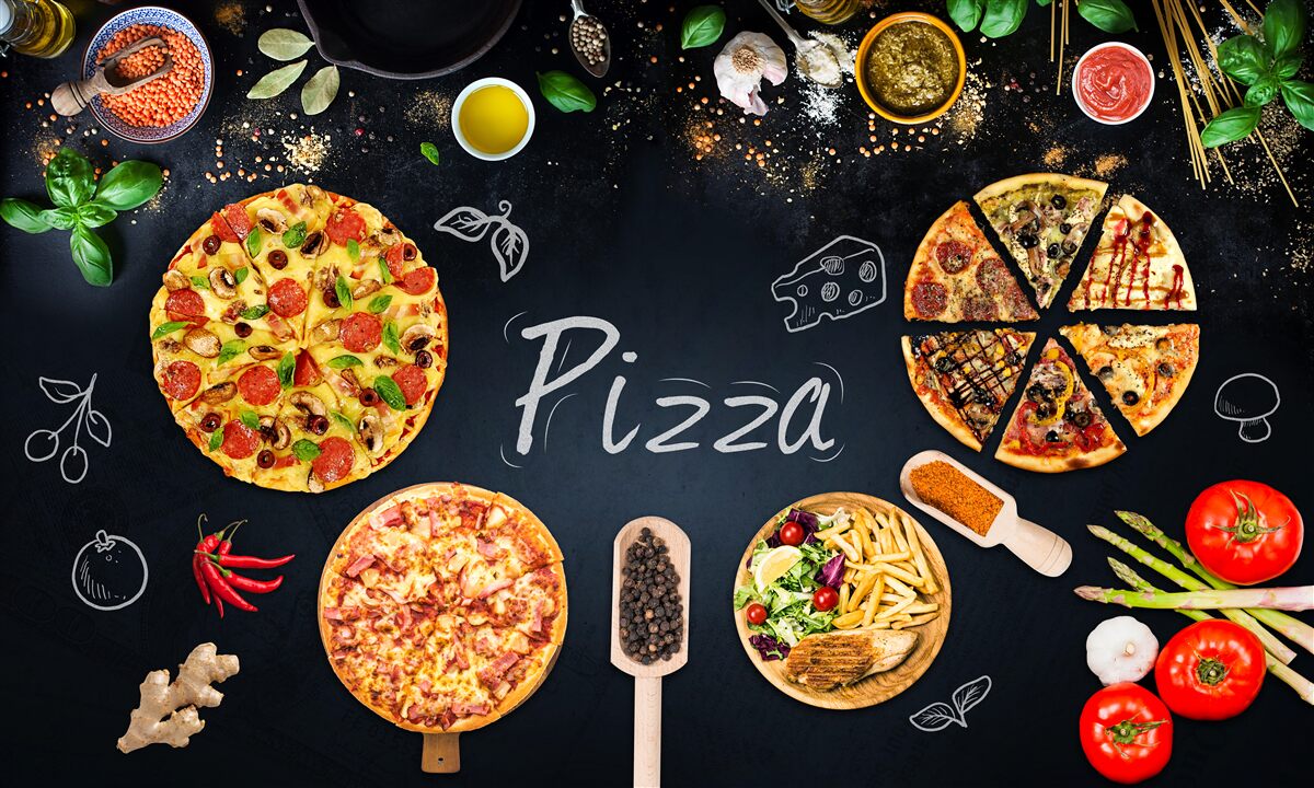 Papier peint d'autres produits alimentaires tels que les pizzas