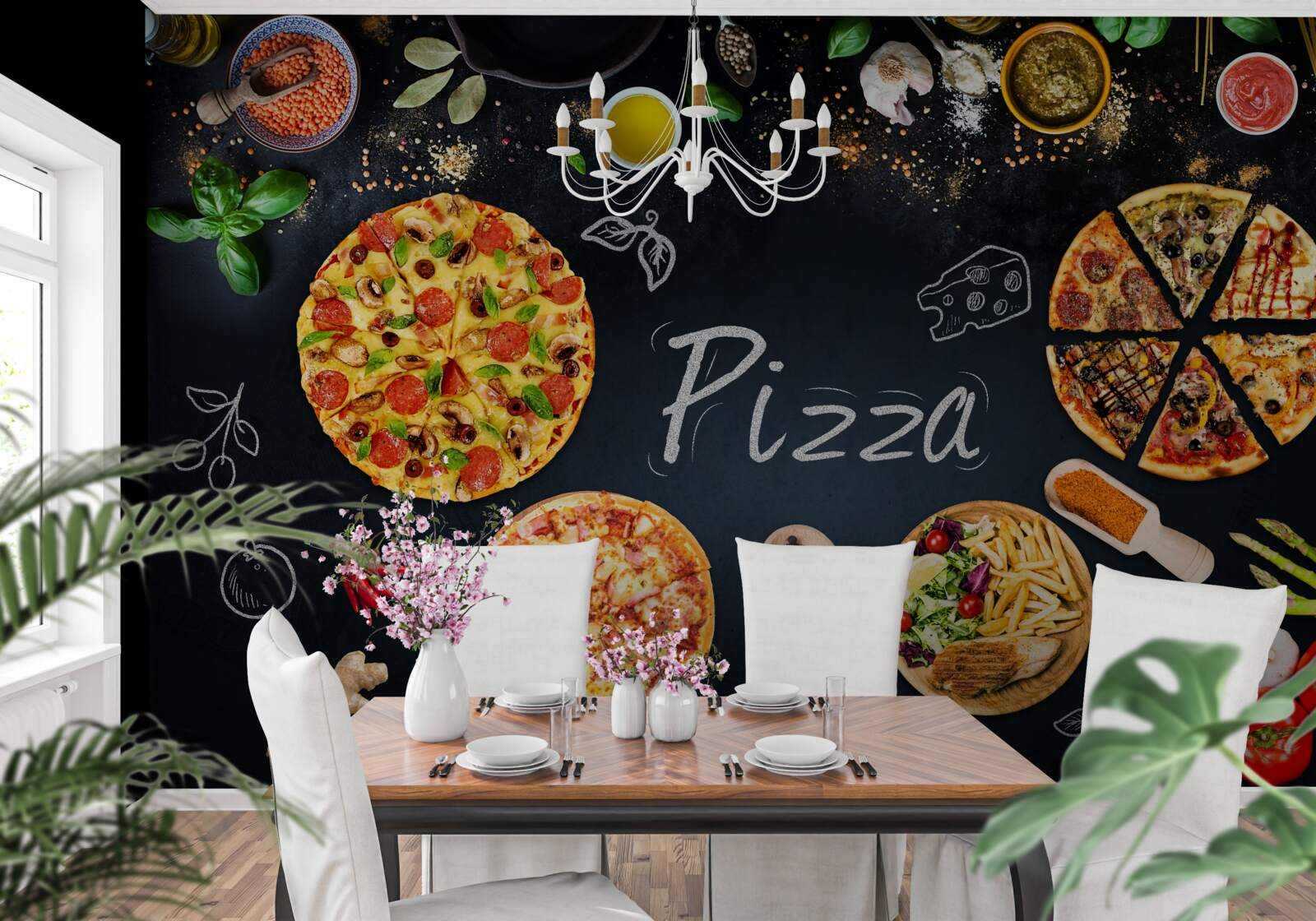 Papier peint d'autres produits alimentaires tels que les pizzas