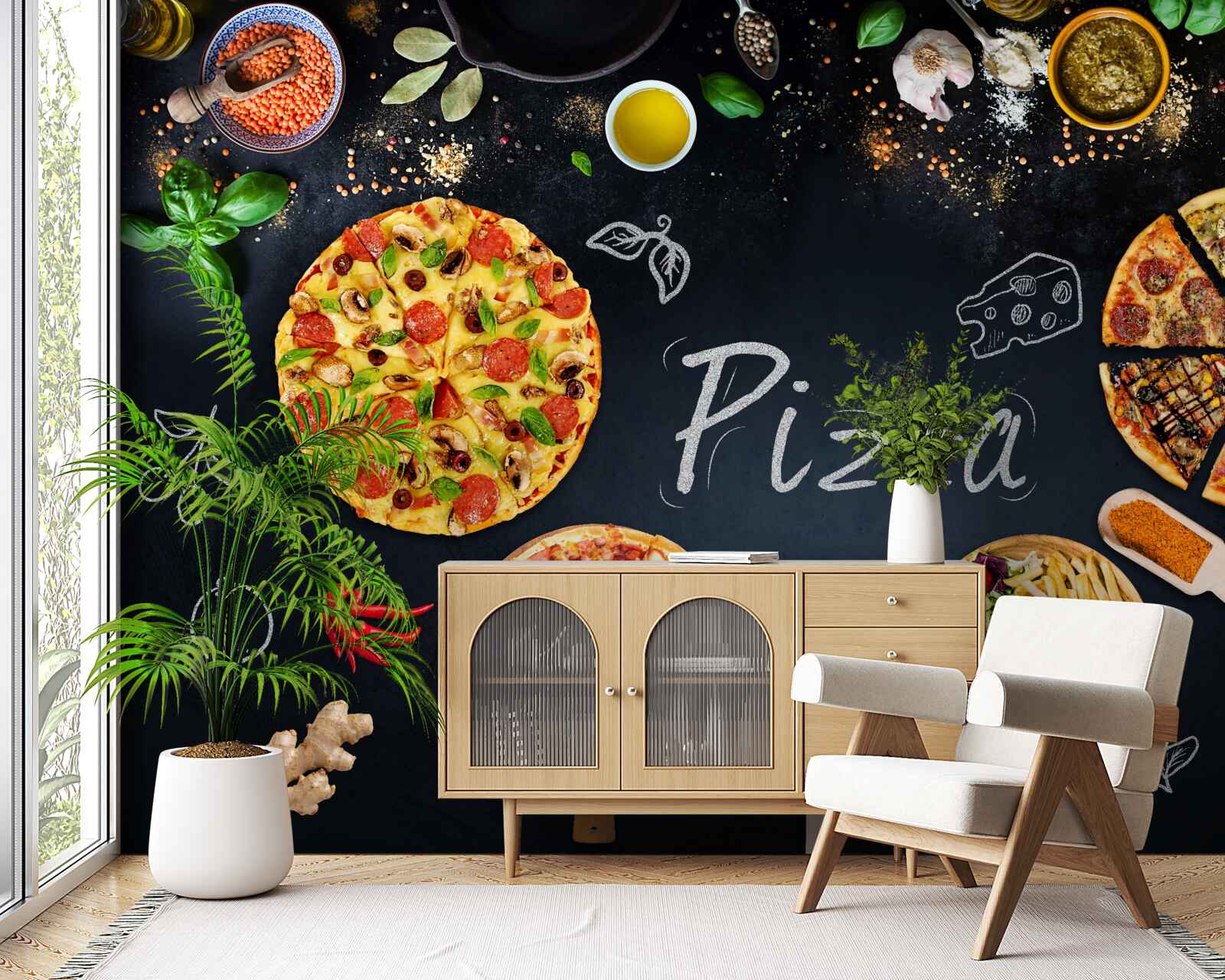 Papier peint d'autres produits alimentaires tels que les pizzas