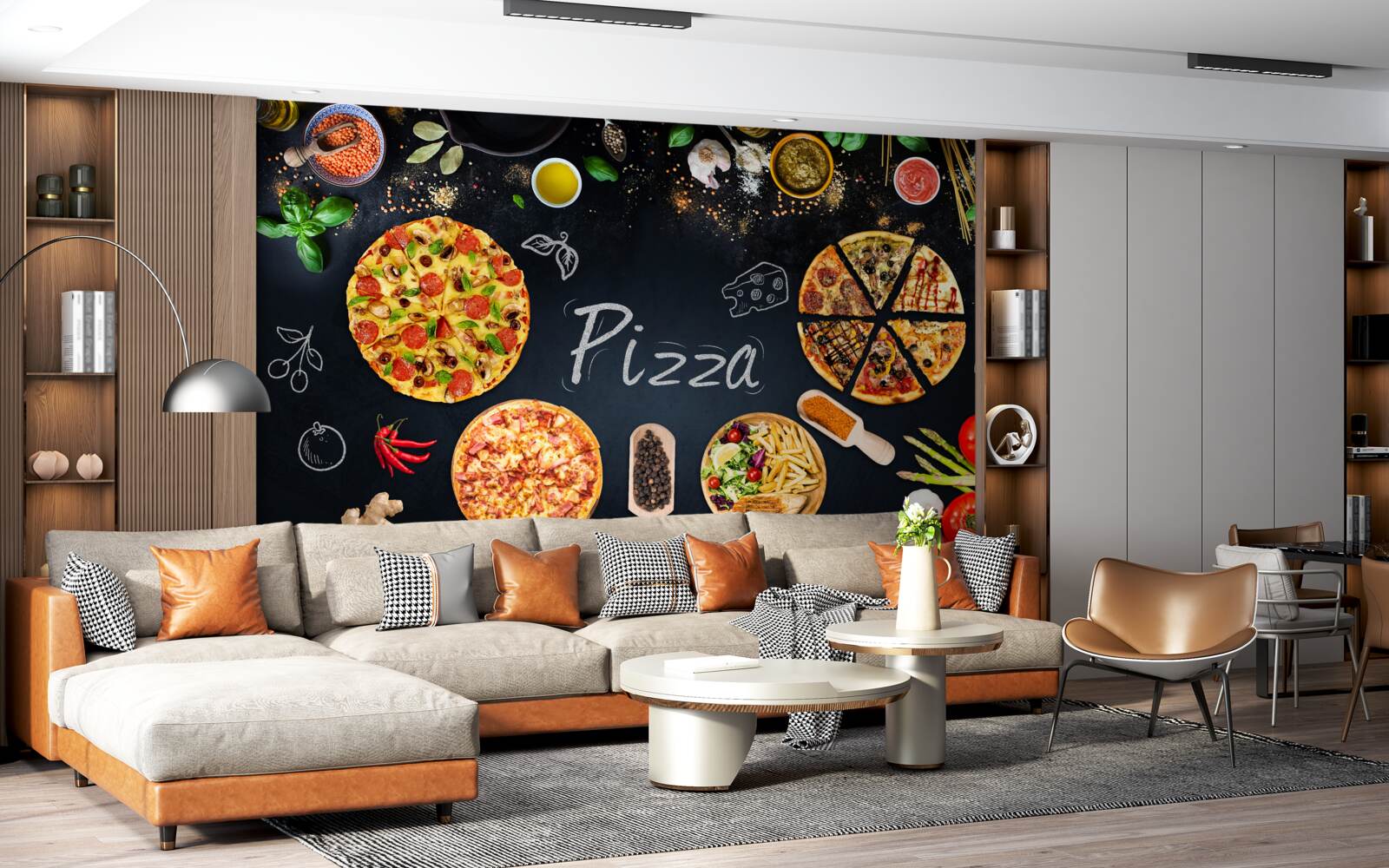 Papier peint d'autres produits alimentaires tels que les pizzas