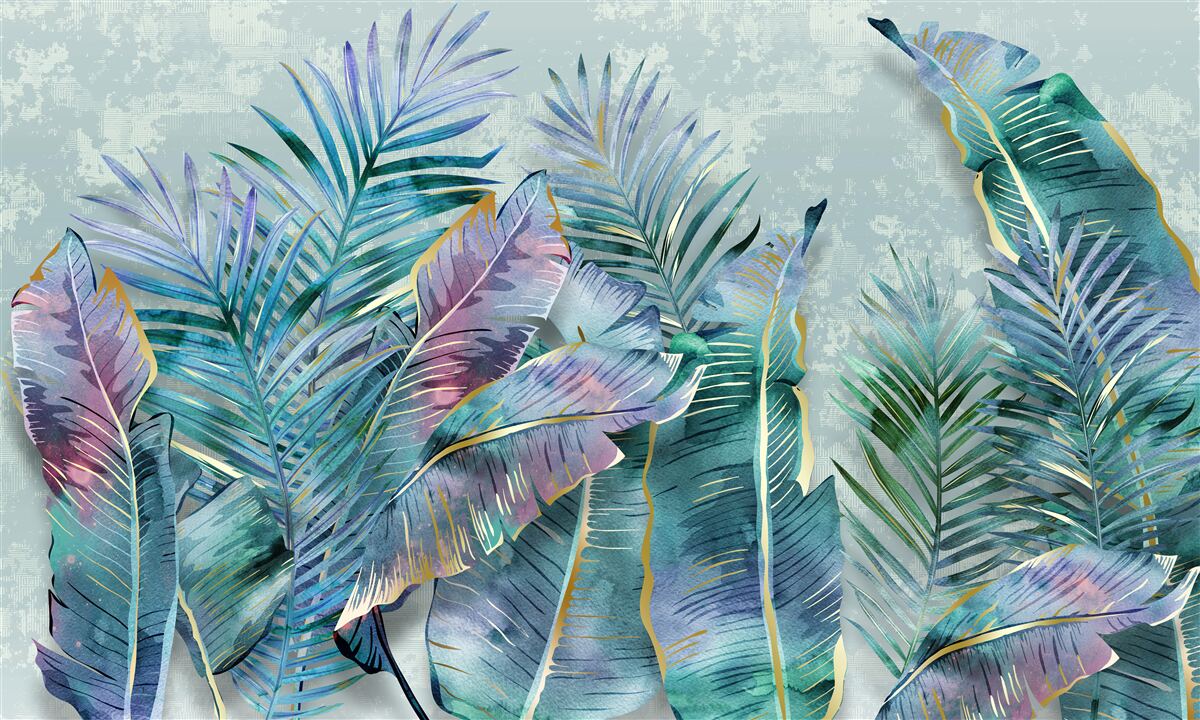 Papier peint feuilles de palmier étonnantes