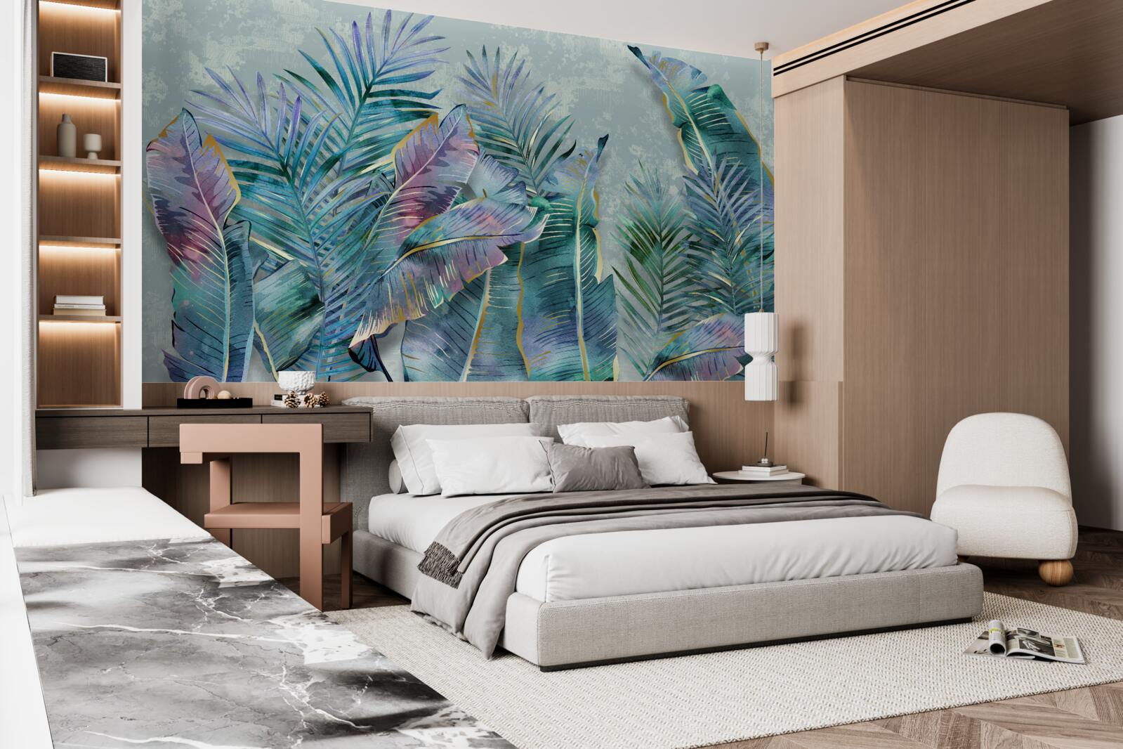 Papier peint feuilles de palmier étonnantes