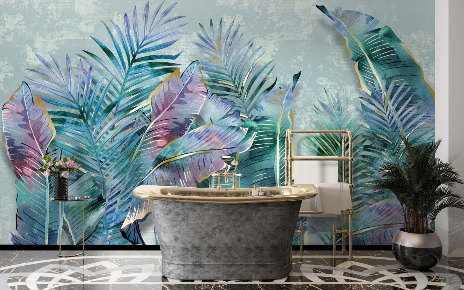 Papier peint feuilles de palmier étonnantes