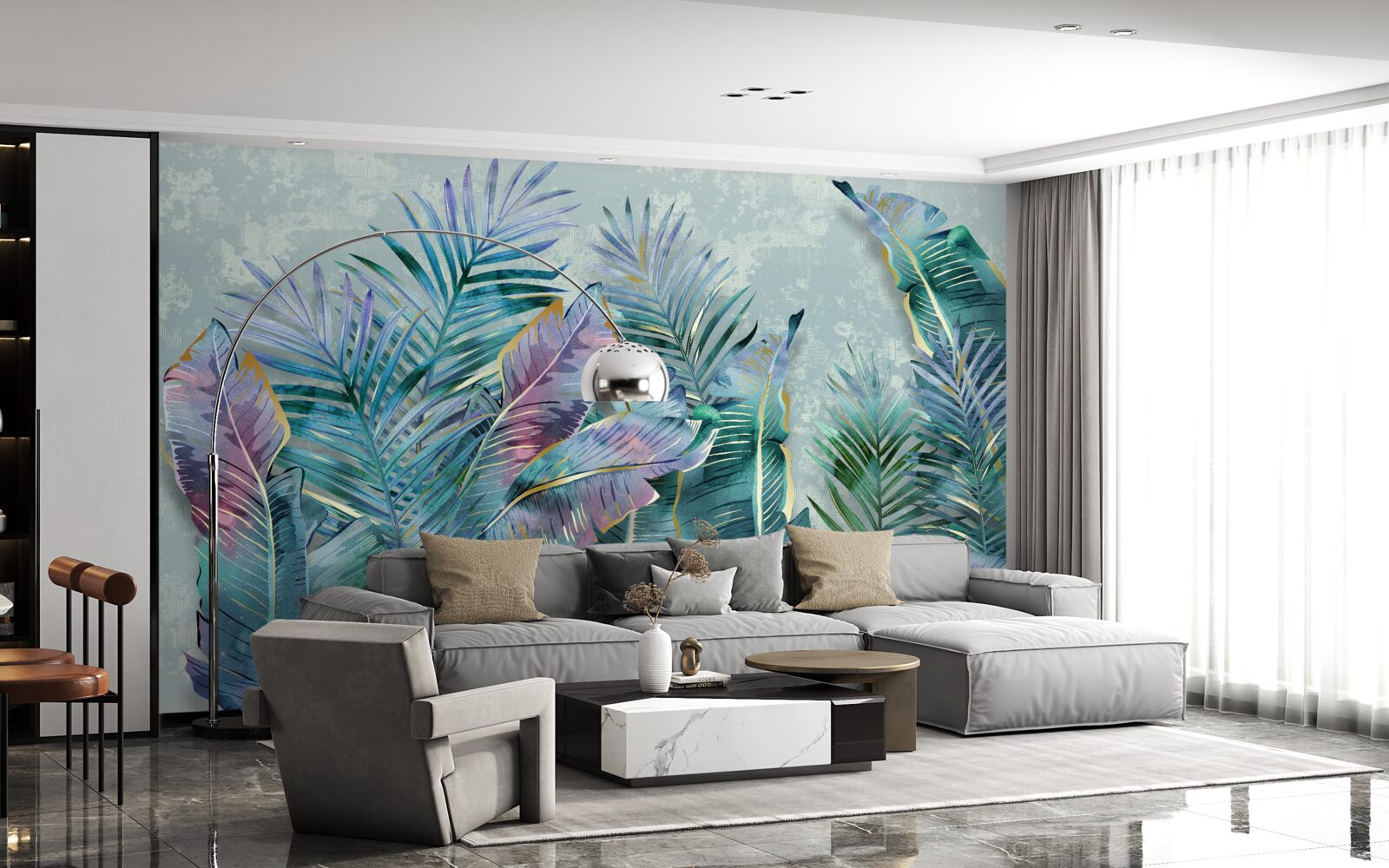 Papier peint feuilles de palmier étonnantes