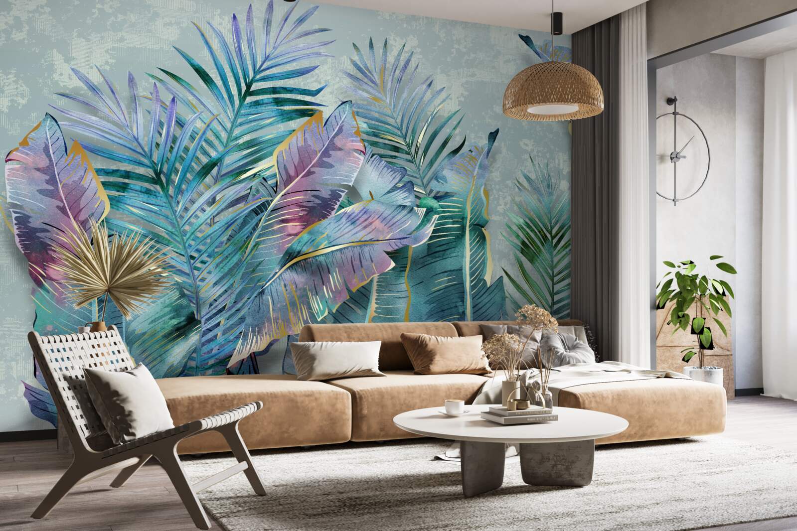 Papier peint feuilles de palmier étonnantes