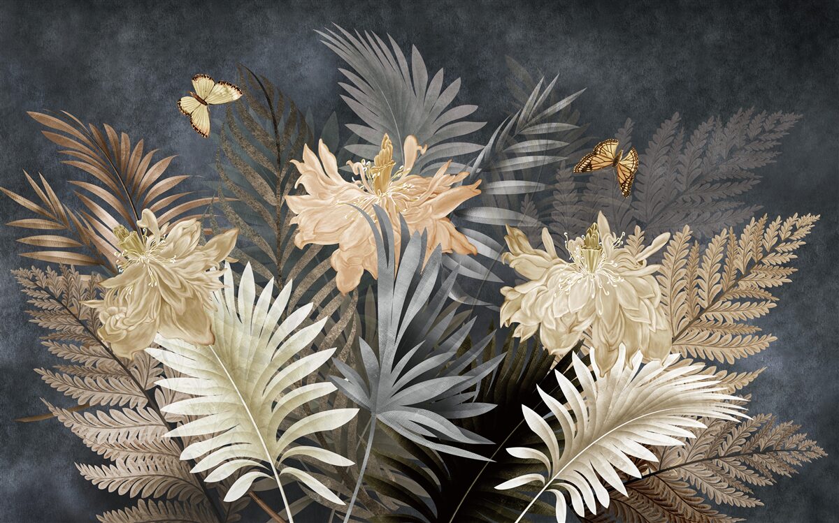 Papier peint composition de feuilles d'automne pâles