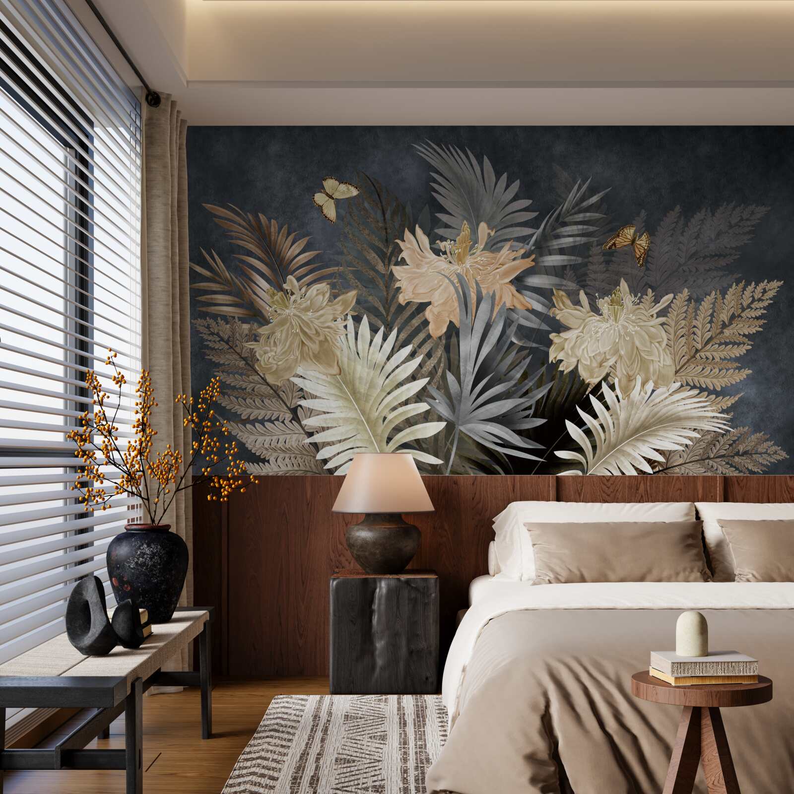 Papier peint composition de feuilles d'automne pâles