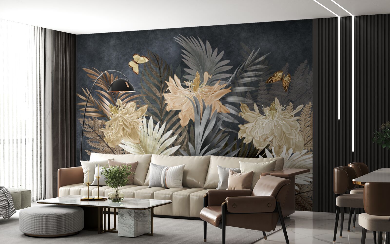 Papier peint composition de feuilles d'automne pâles